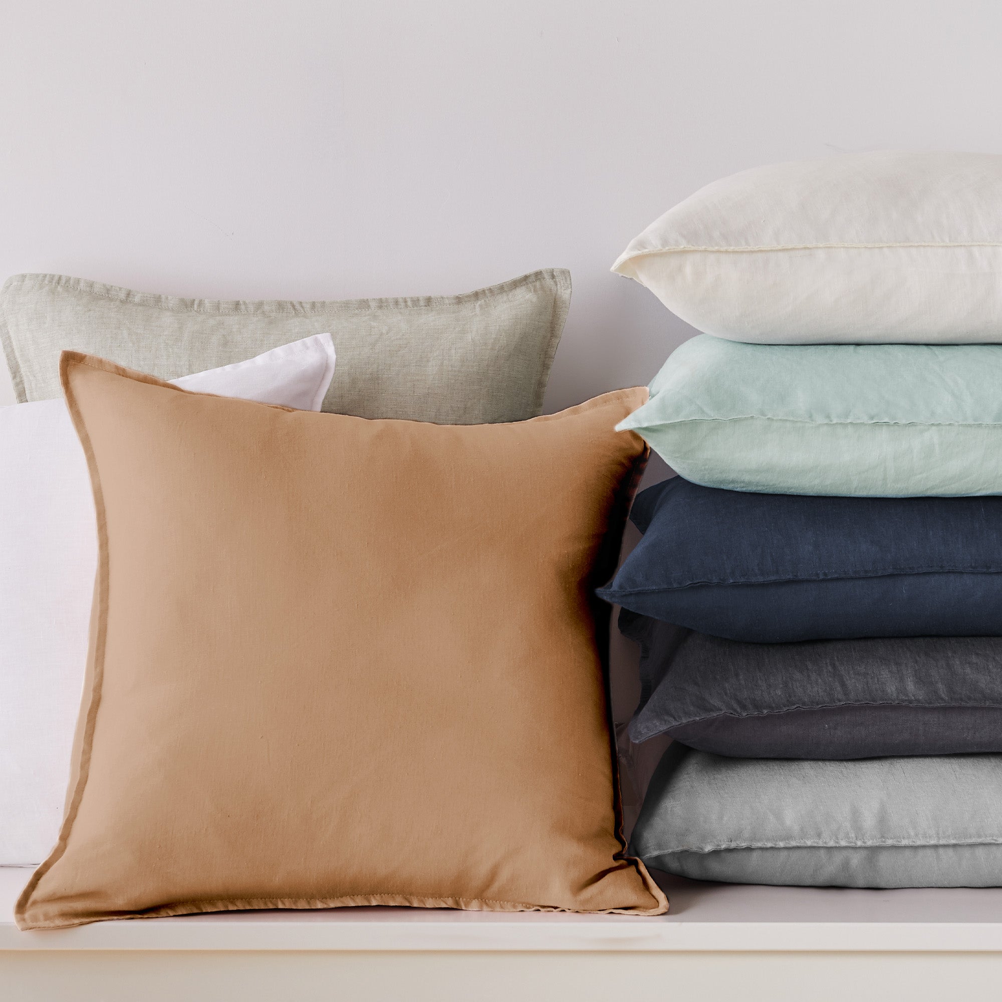 Levtex Home Washed Linen Square Pillow Cover- Set of 2 Decorative Pillows