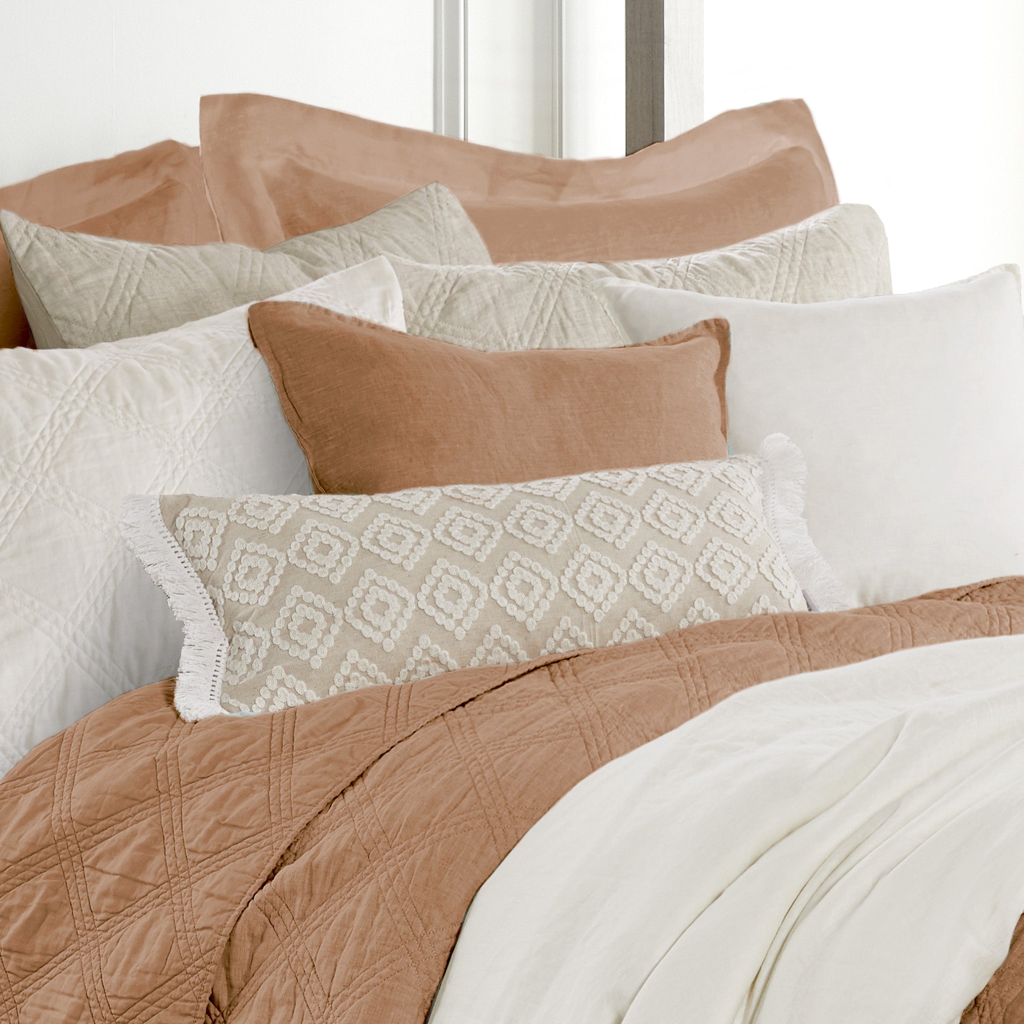 Levtex Home Washed Linen Square Pillow Cover- Set of 2 Decorative Pillows