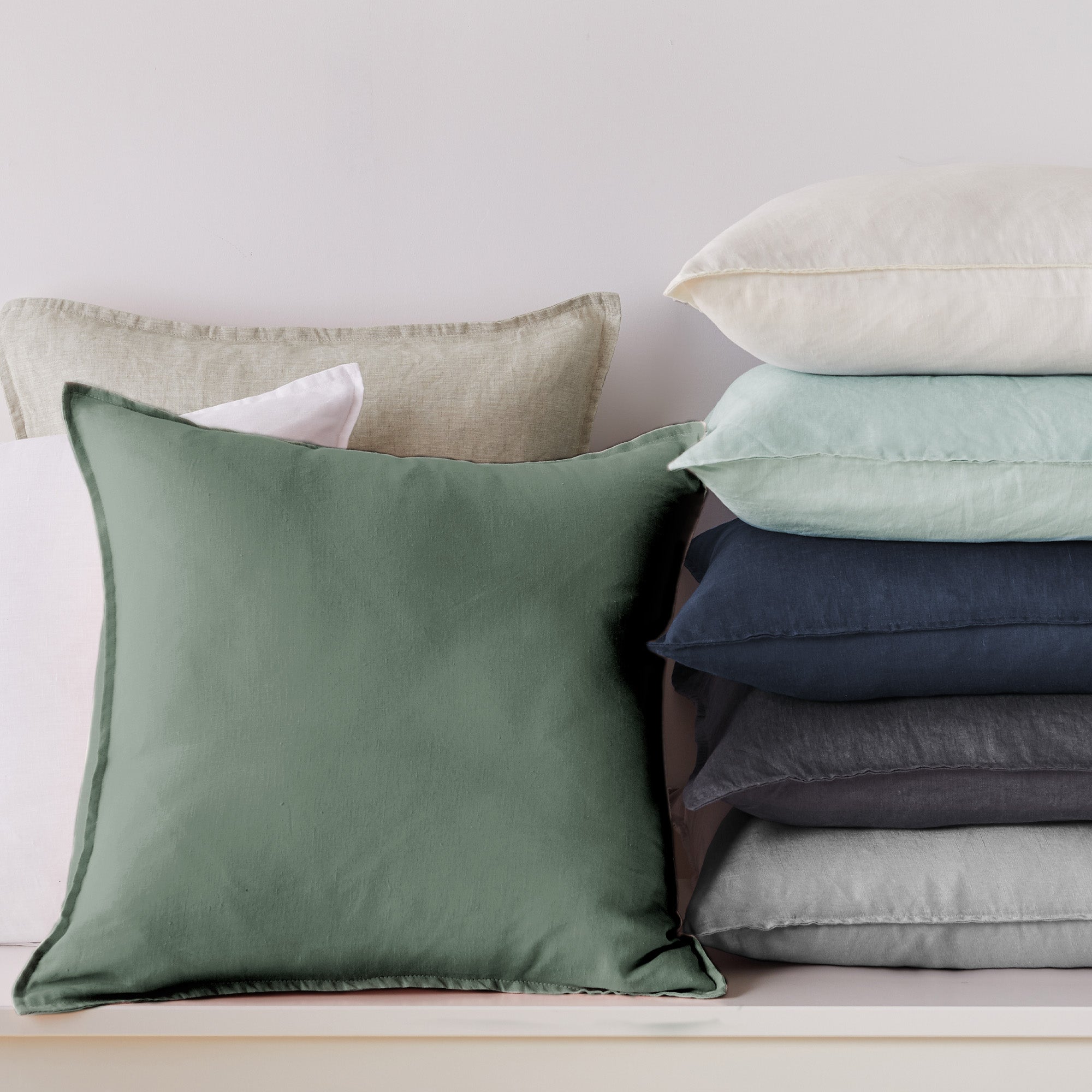 Levtex Home Washed Linen Square Pillow Cover- Set of 2 Decorative Pillows