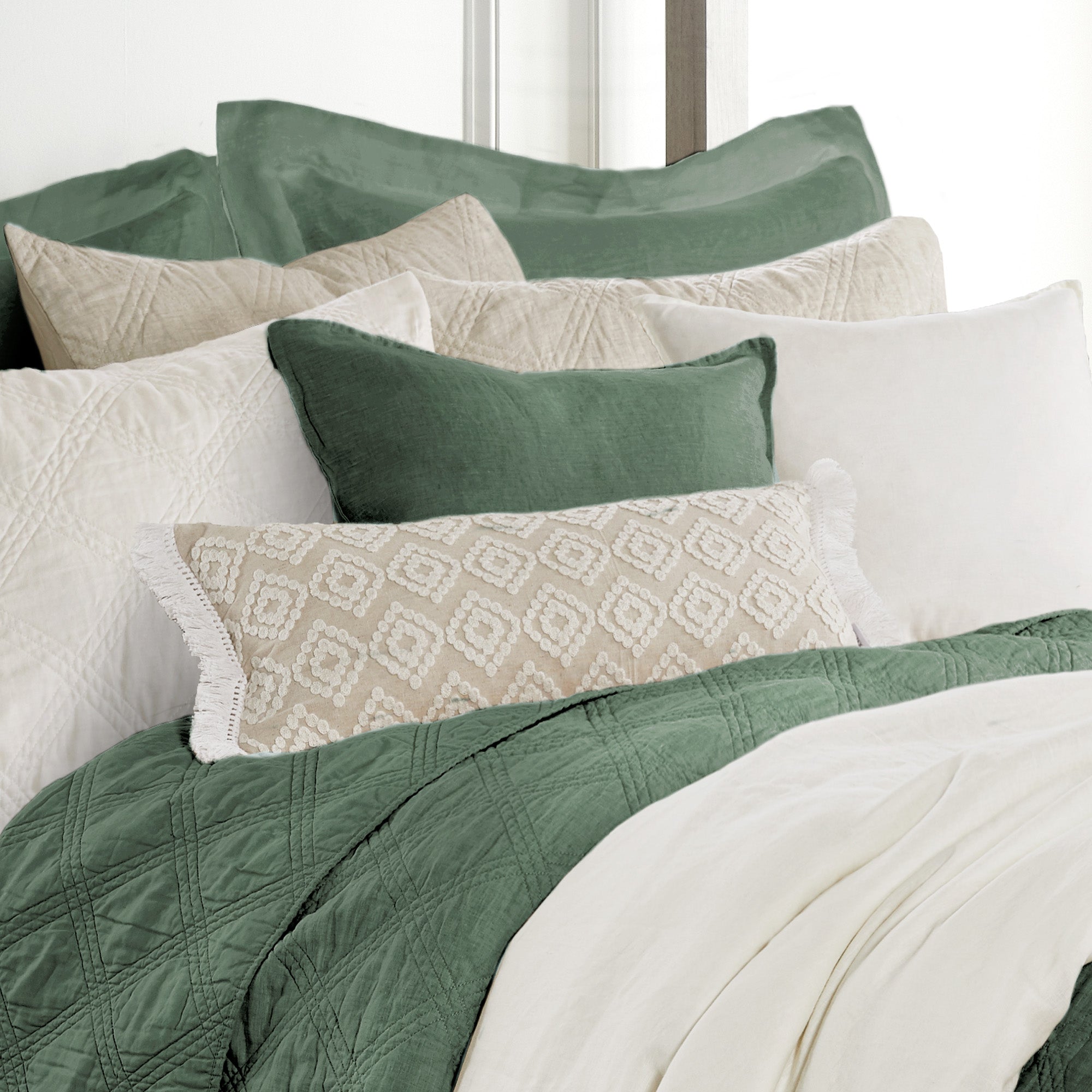 Levtex Home Washed Linen Square Pillow Cover- Set of 2 Decorative Pillows
