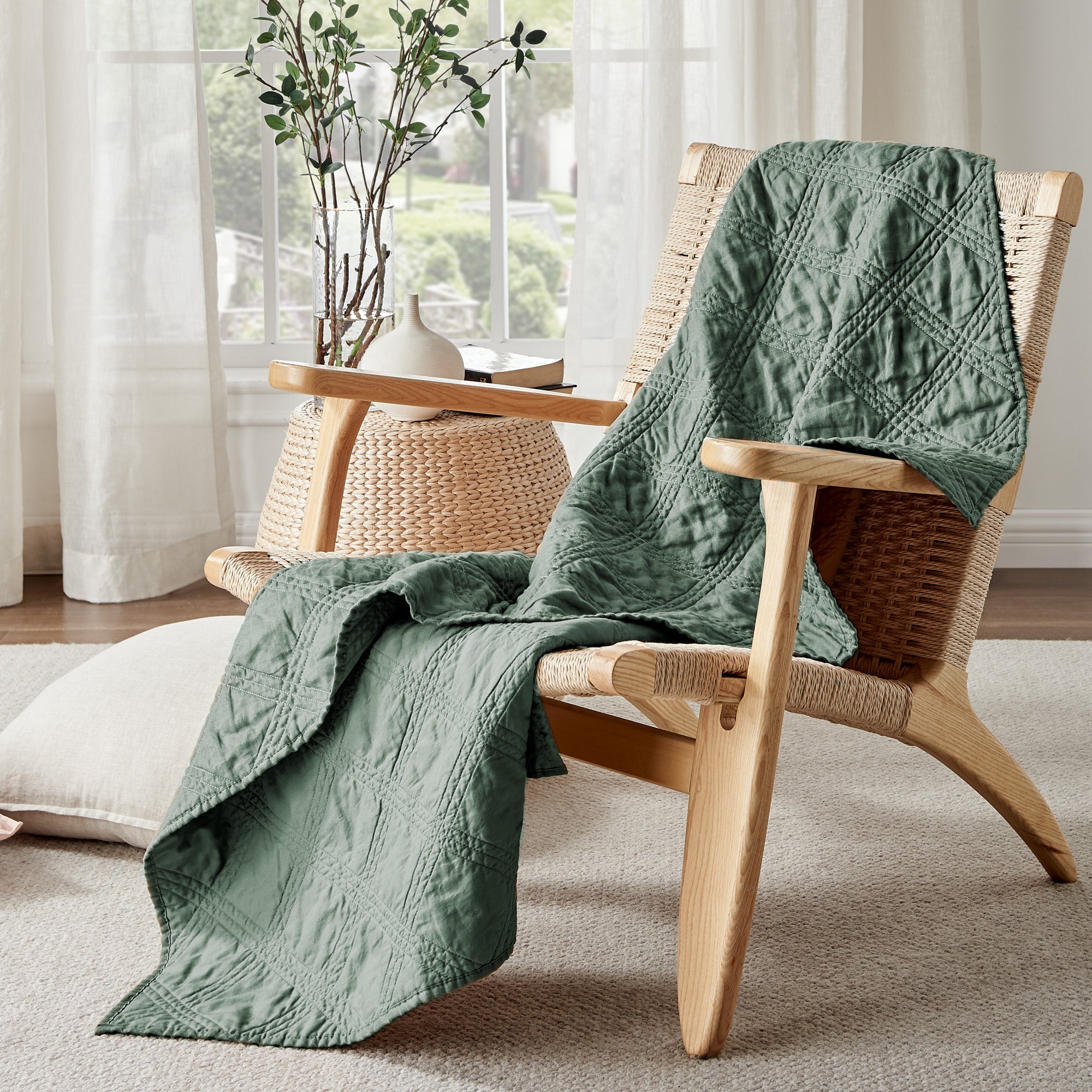 Levtex Home Washed Linen Quilted Throw Throws