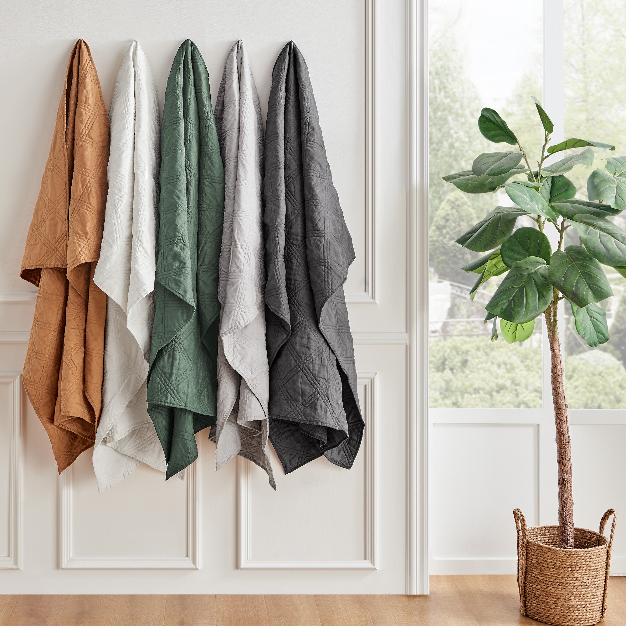 Levtex Home Washed Linen Quilted Throw Throws