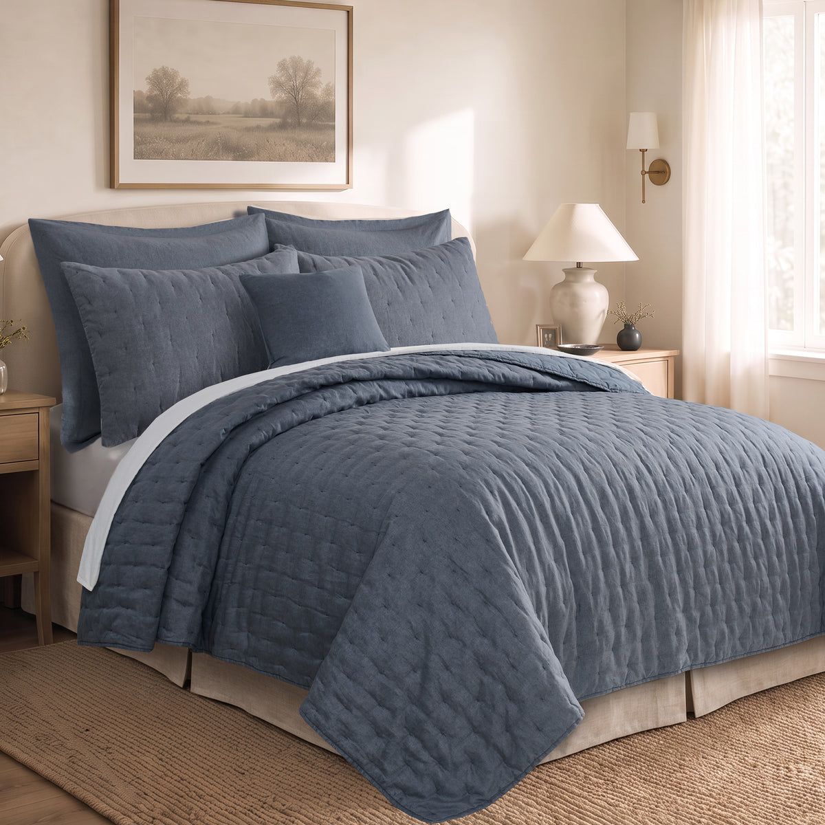 French Flax Signature Linen Quilted Sham