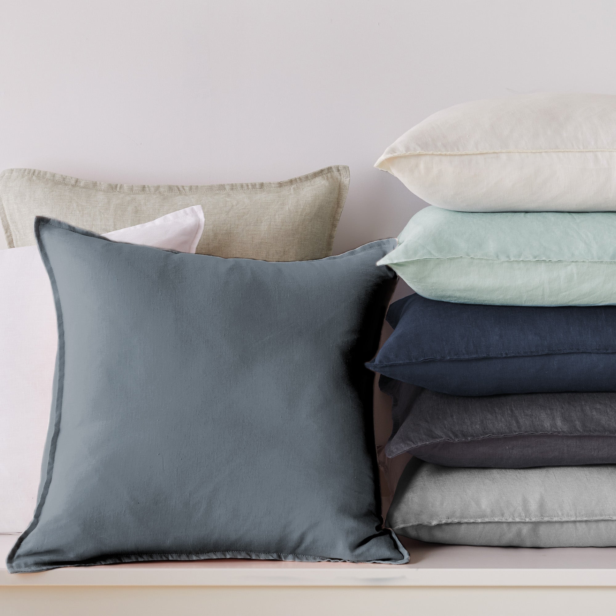 Levtex Home Washed Linen Square Pillow Cover- Set of 2 Decorative Pillows