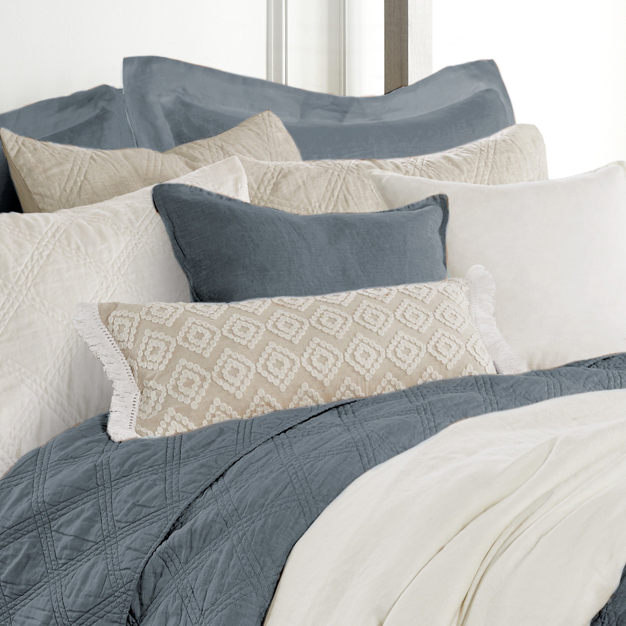 Levtex Home Washed Linen Square Pillow Cover- Set of 2 Decorative Pillows