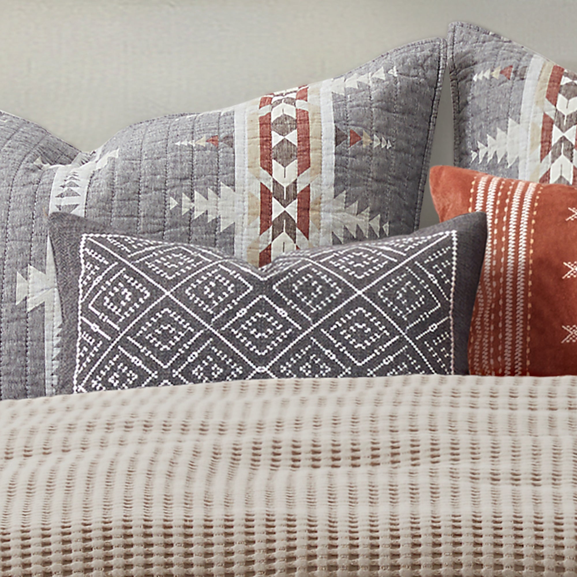 Levtex Home Corrales Grey Embroidered Pillow Decorative Pillows