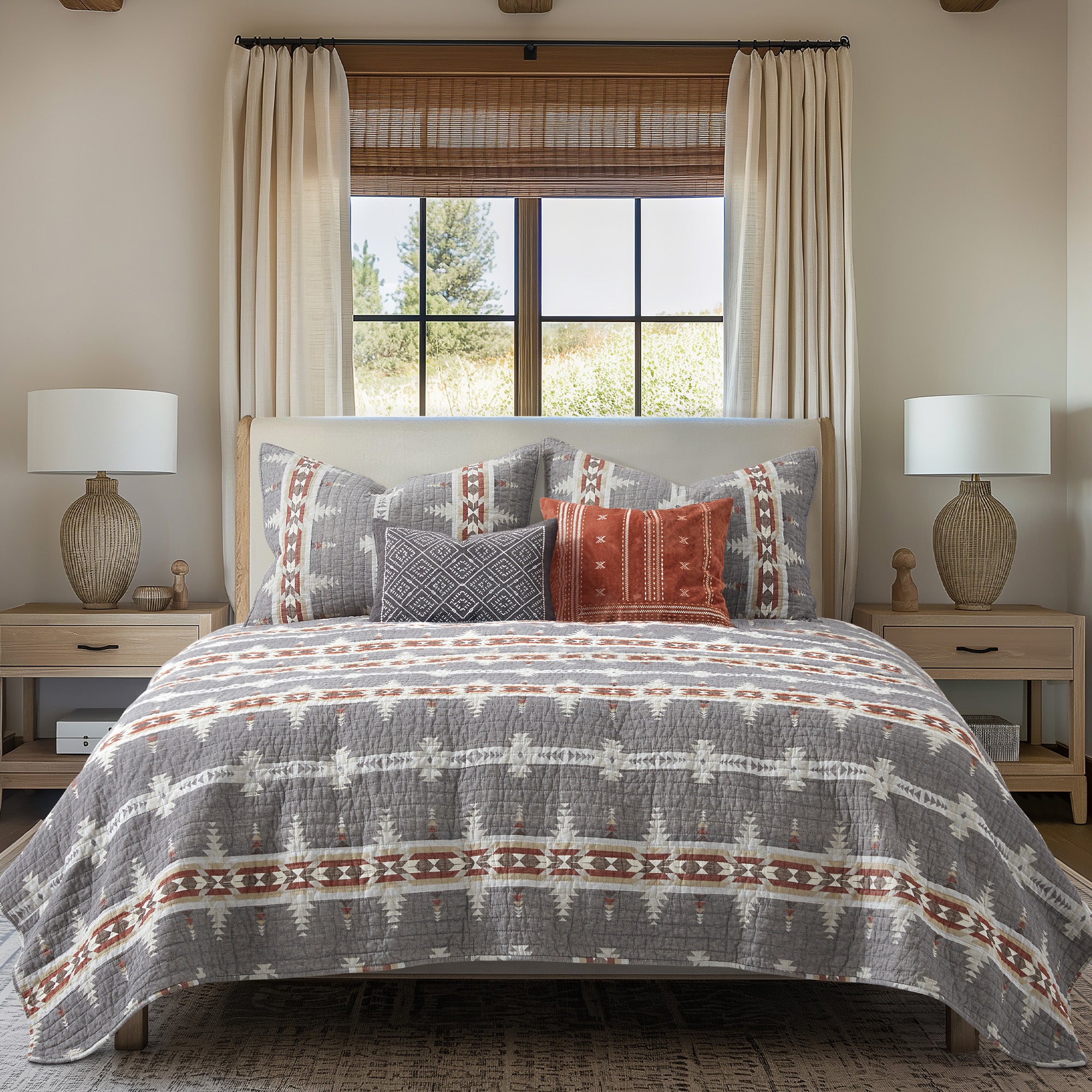 Levtex Home Corrales Grey Embroidered Pillow Decorative Pillows