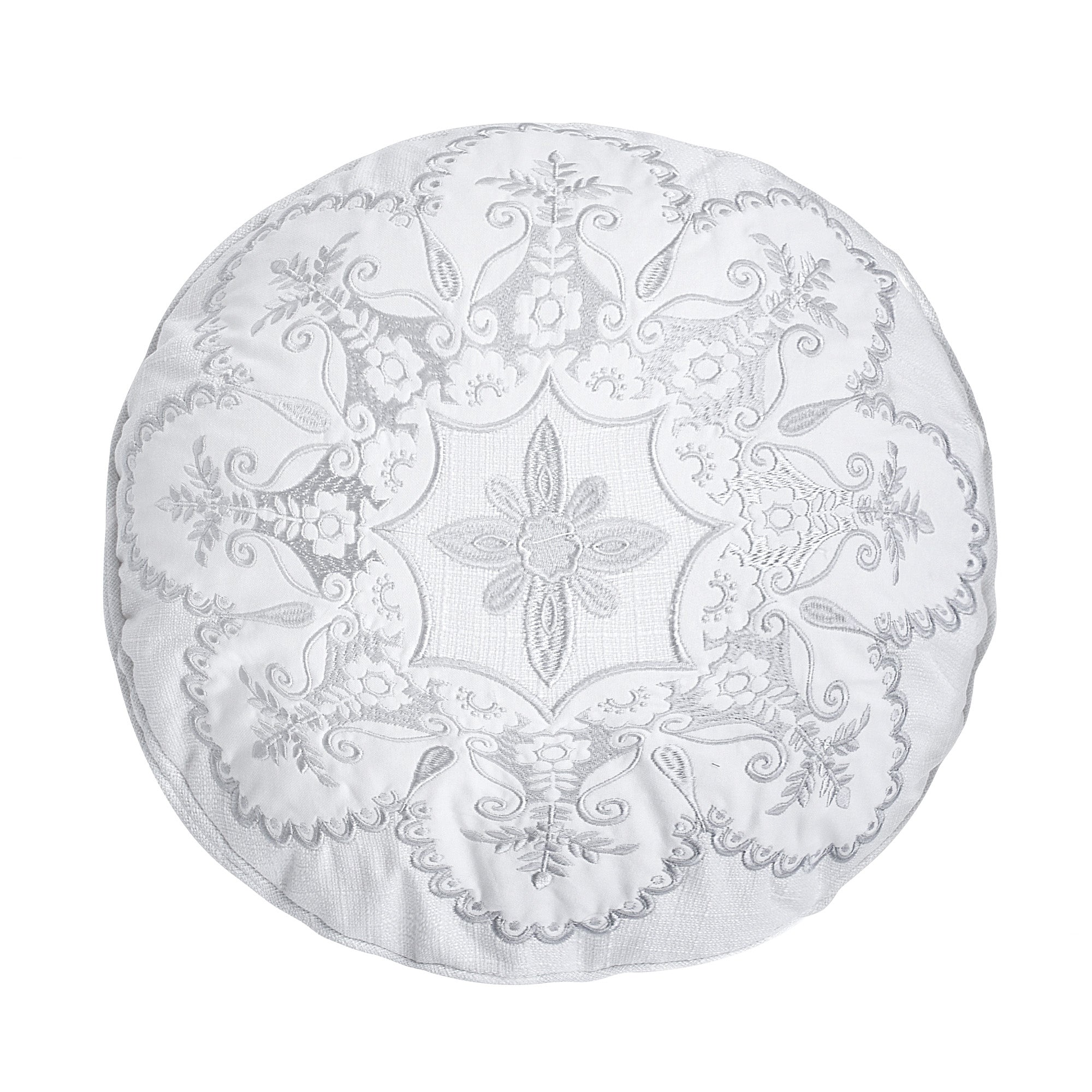 Levtex Home Matelasse Embroidered Floral Round Pillow Decorative Pillows