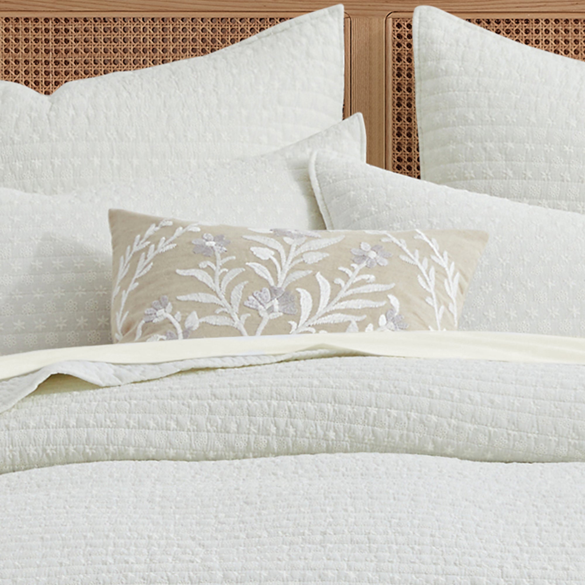 Eyelet Embroidered Floral Pillow