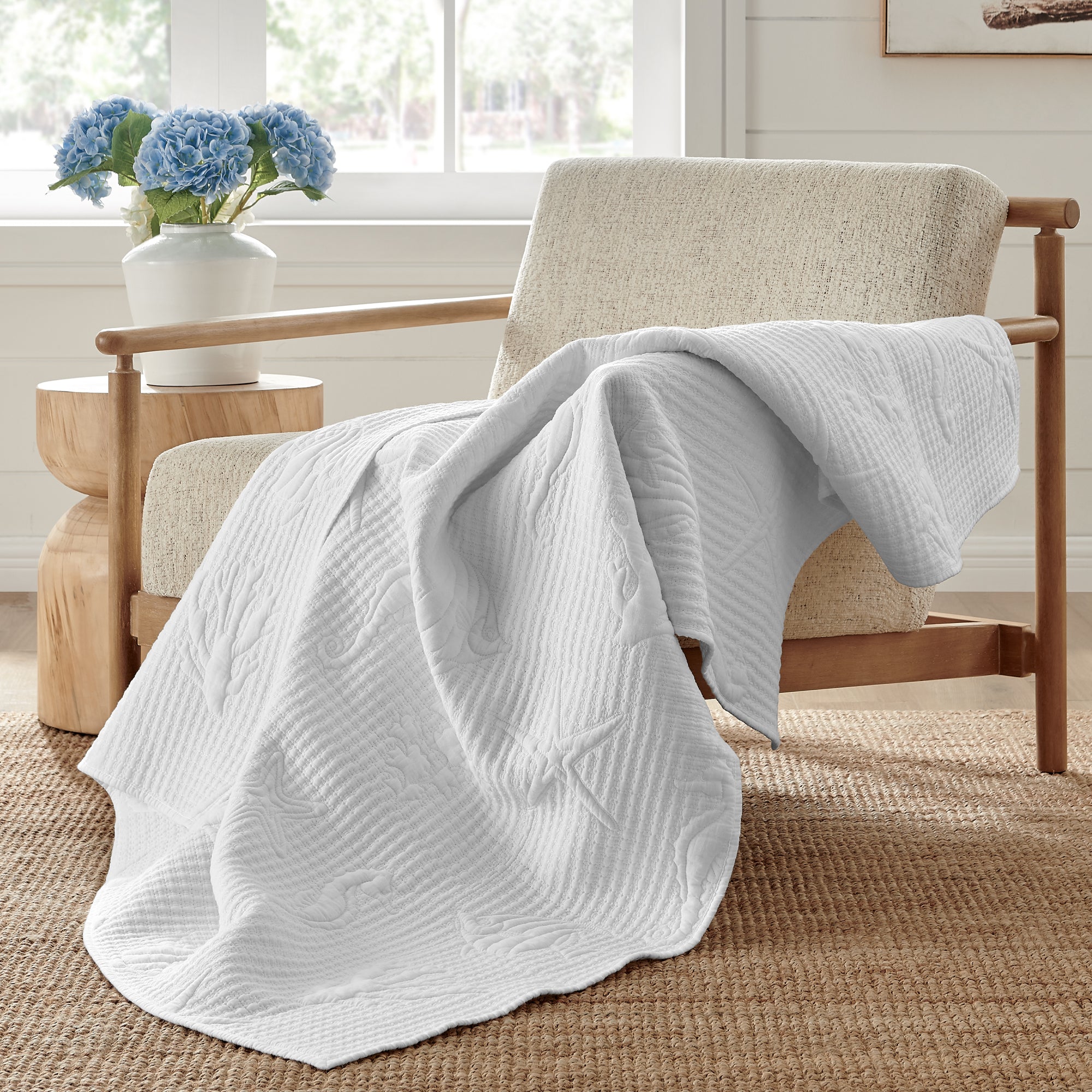 Levtex Home Cross Stitch Sea Quilted Throw Throws