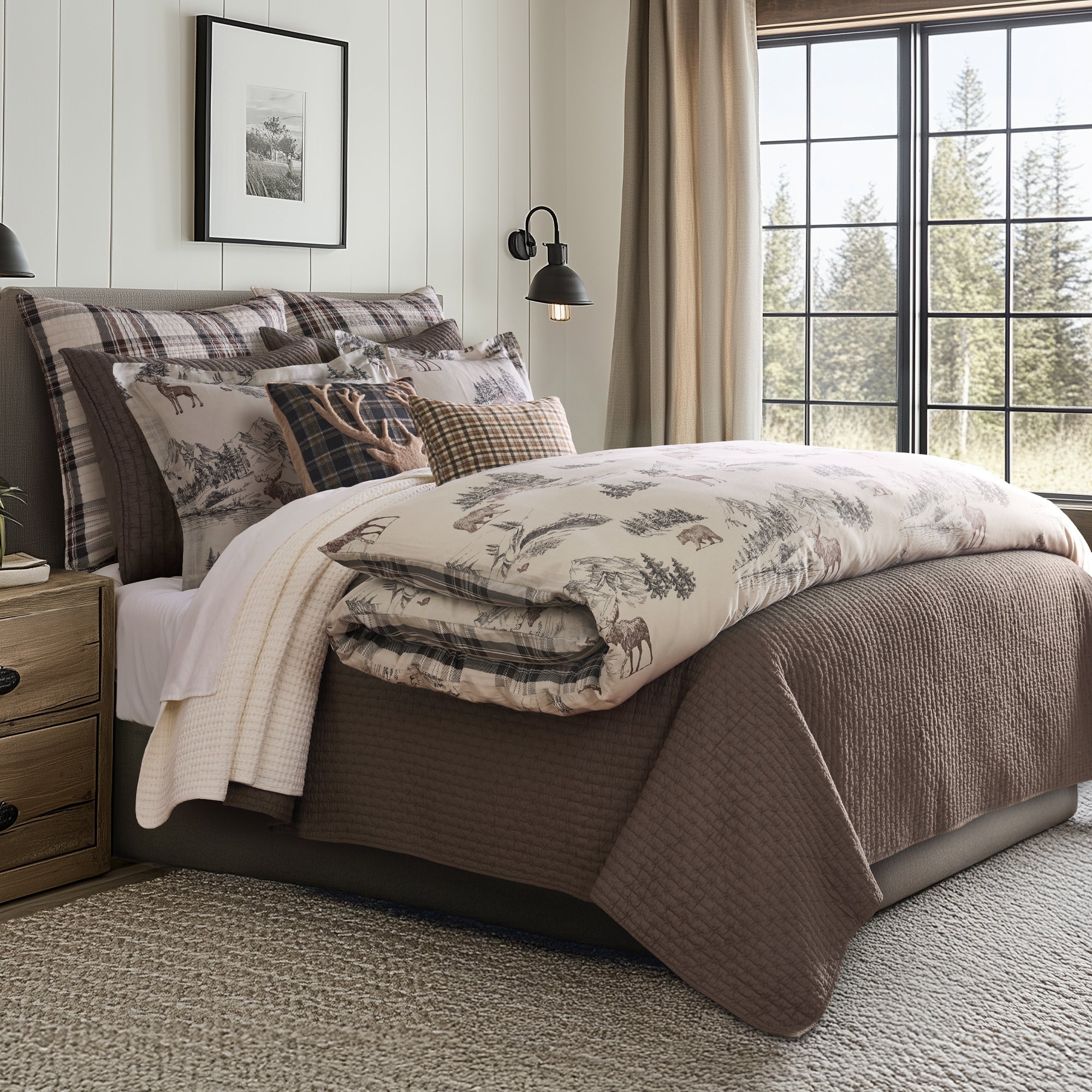 Lodge Toile Duvet Cover Set