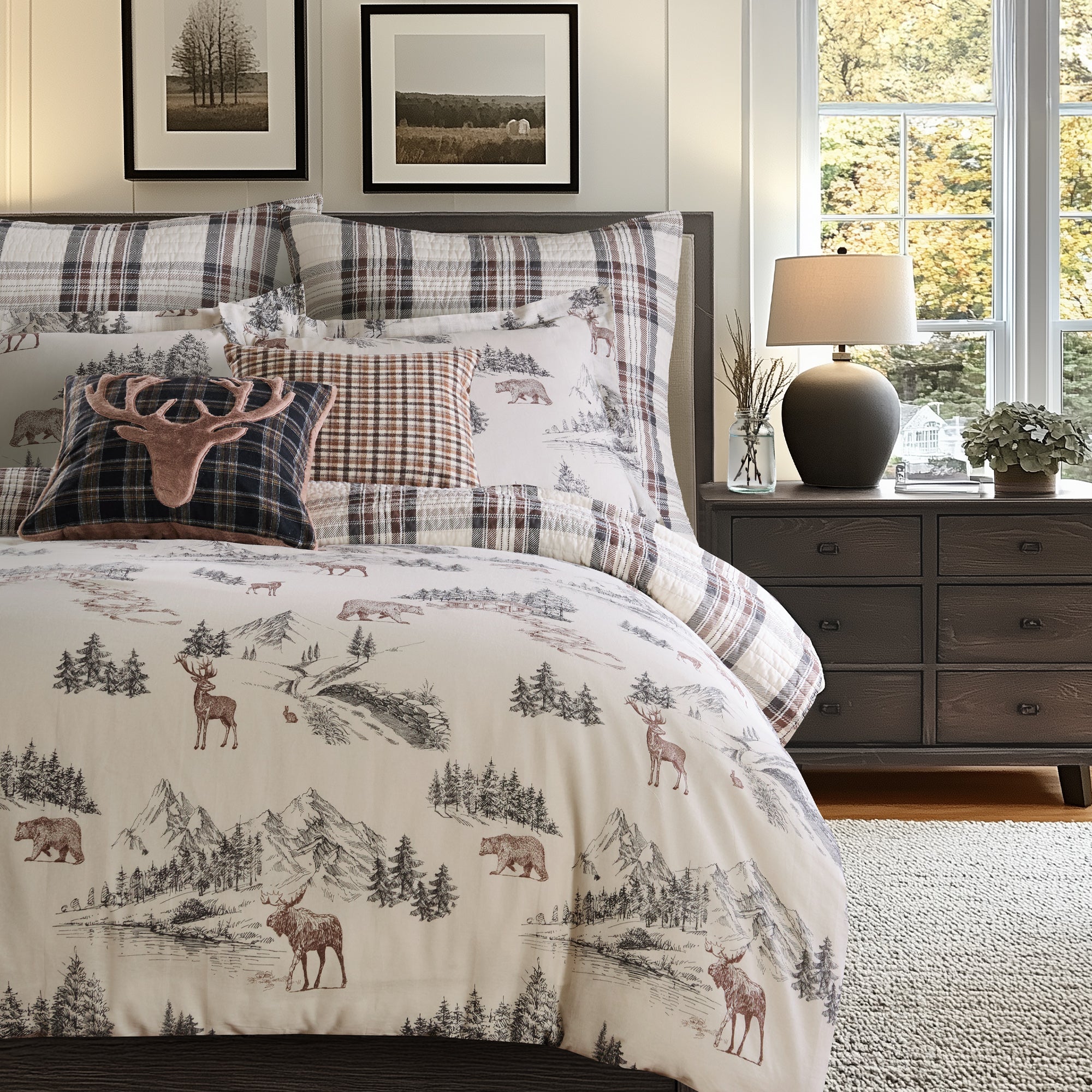 Lodge Toile Duvet Cover Set