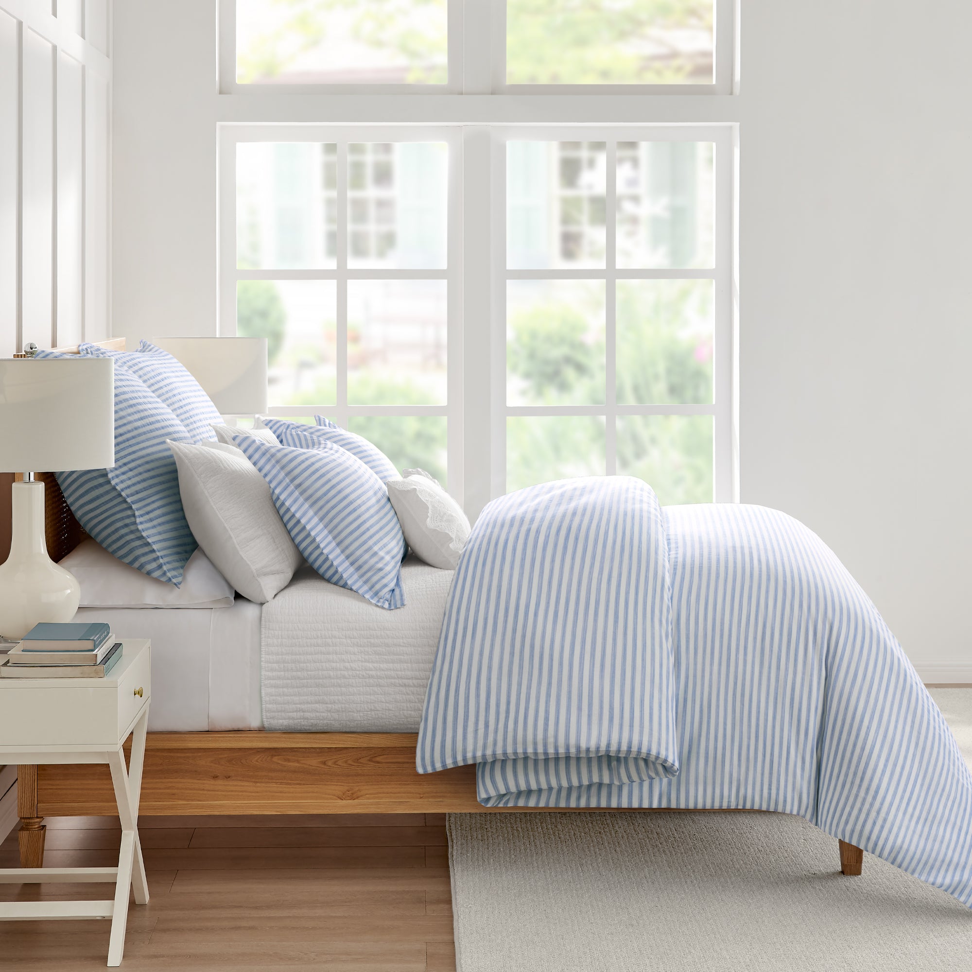 Martha Stripe Blue Comforter Set