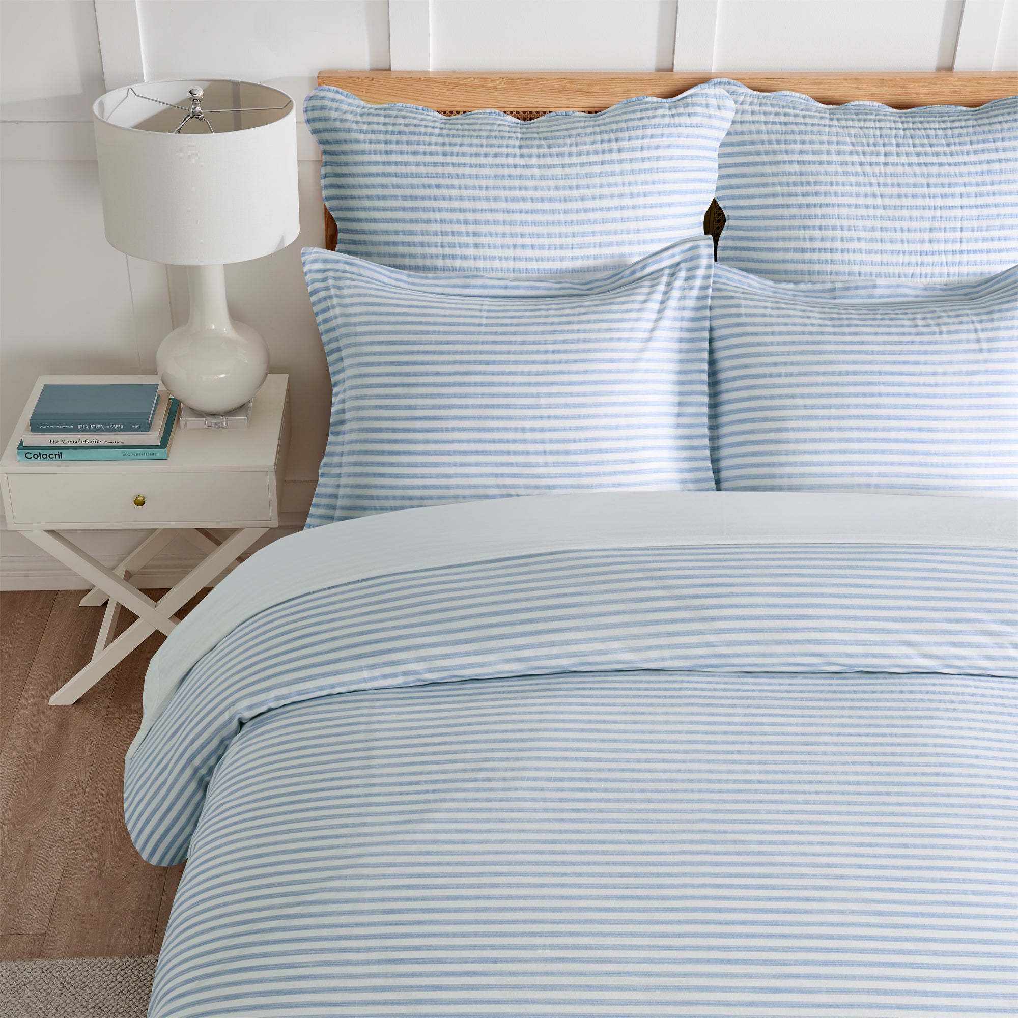 Martha Stripe Blue Comforter Set