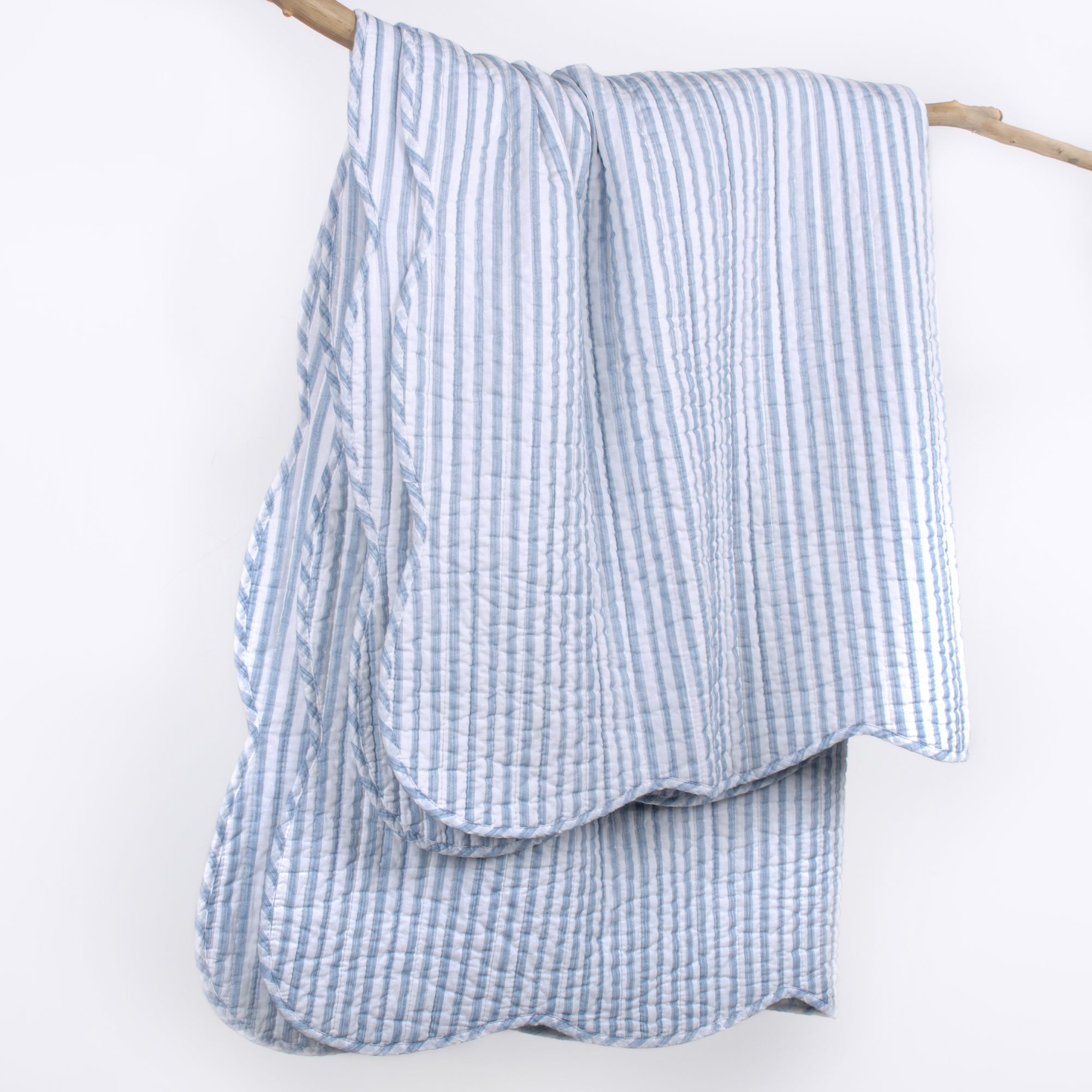 Levtex Home Martha Stripe Blue Quilted Throw Throws