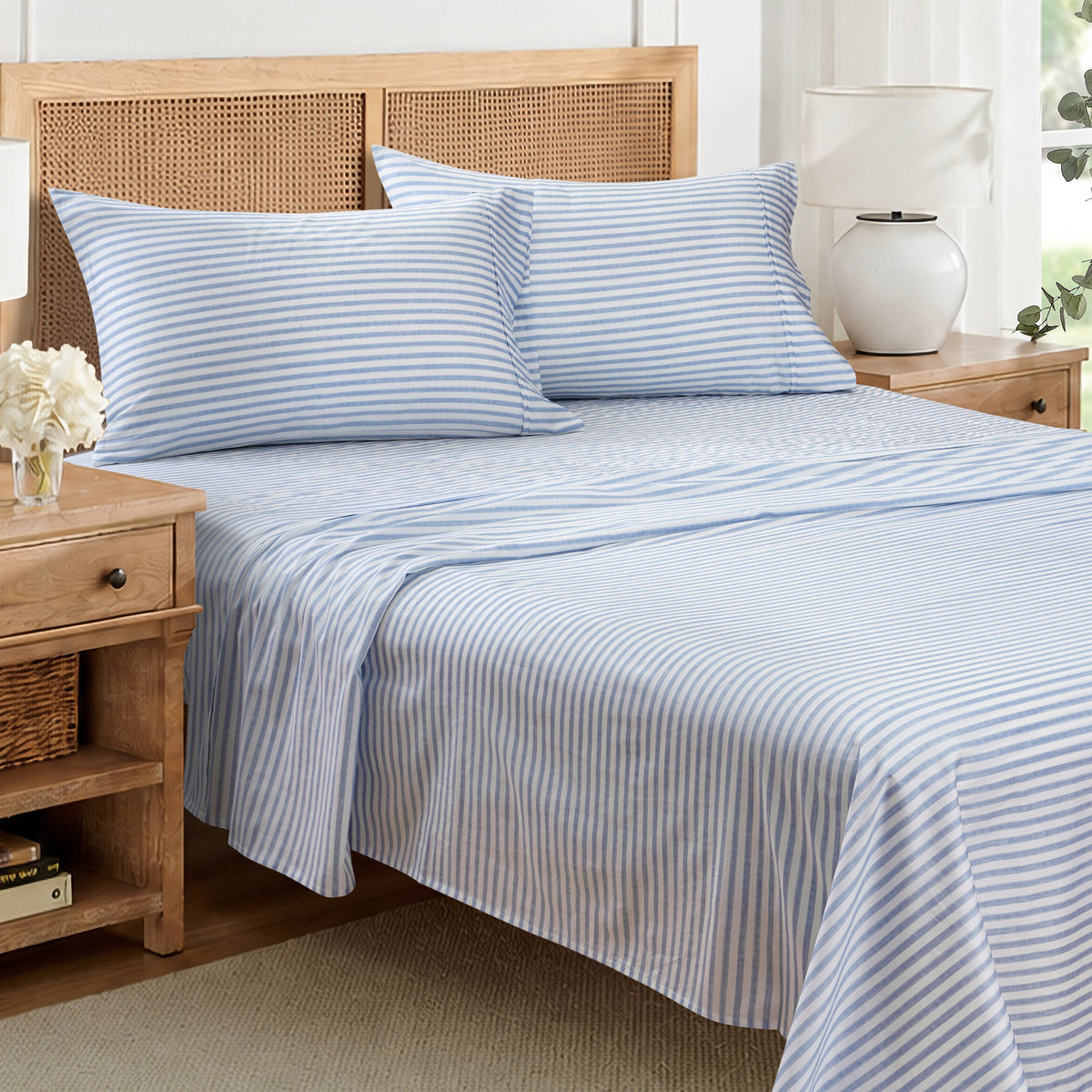 Martha Stripe Cotton Sateen Pillowcase Set