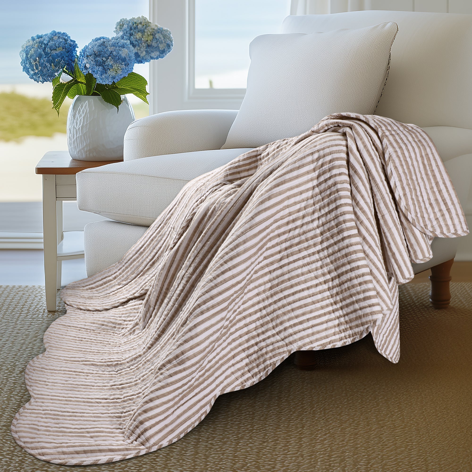 Martha Stripe Quilted Throw