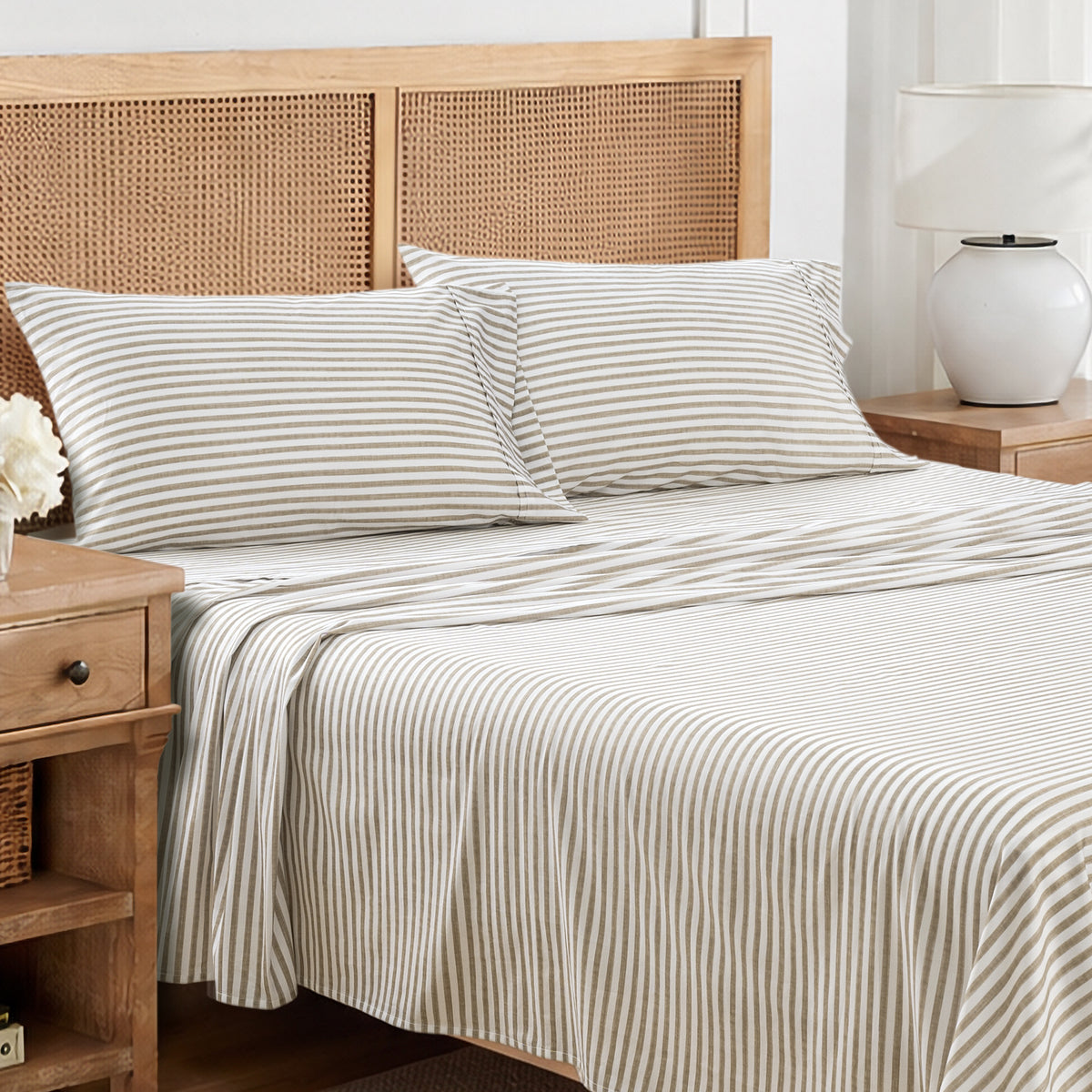 Martha Stripe Cotton Sateen Pillowcase Set