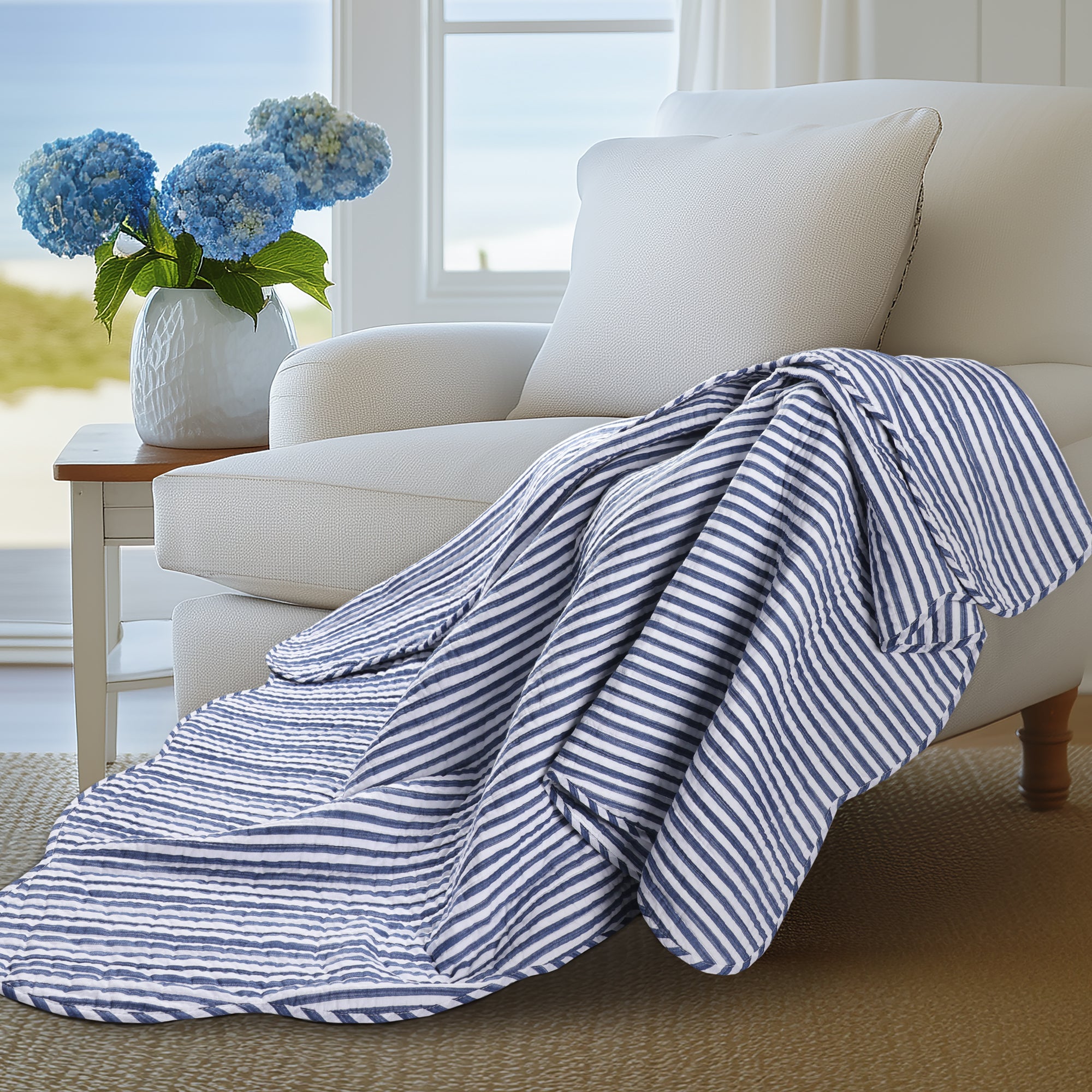 Martha Stripe Quilted Throw