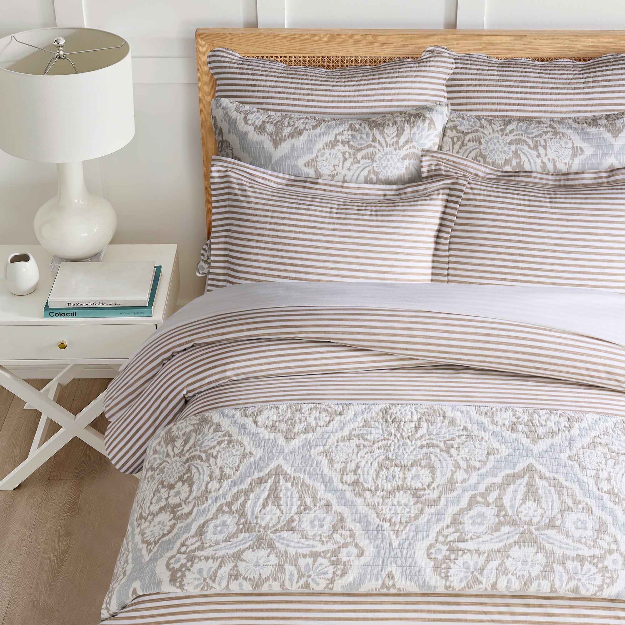 Martha Stripe Blue Comforter Set