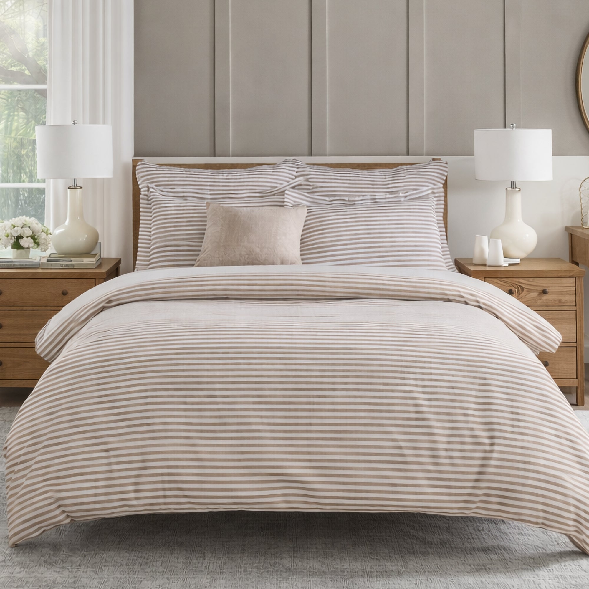 Martha Stripe Blue Comforter Set