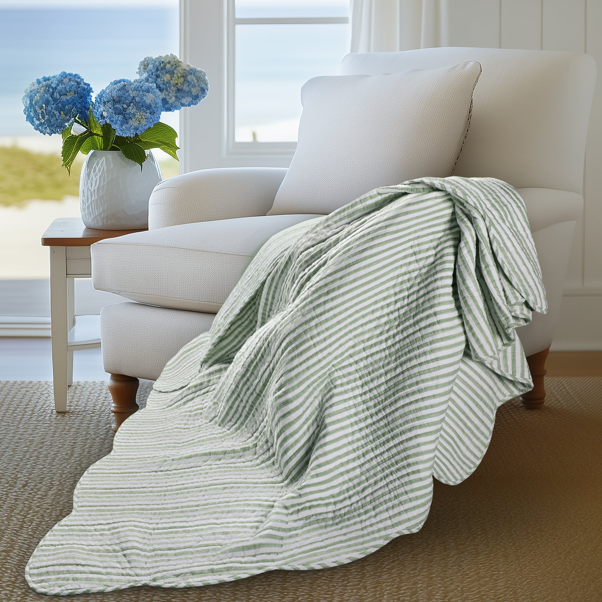 Martha Stripe Quilted Throw