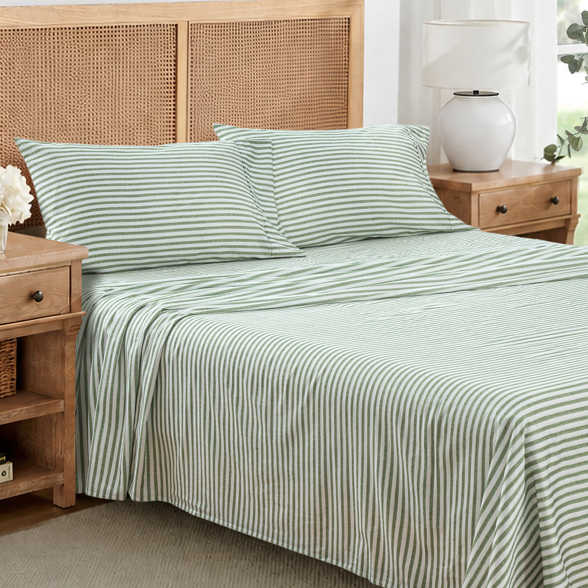Martha Stripe Cotton Sateen Pillowcase Set