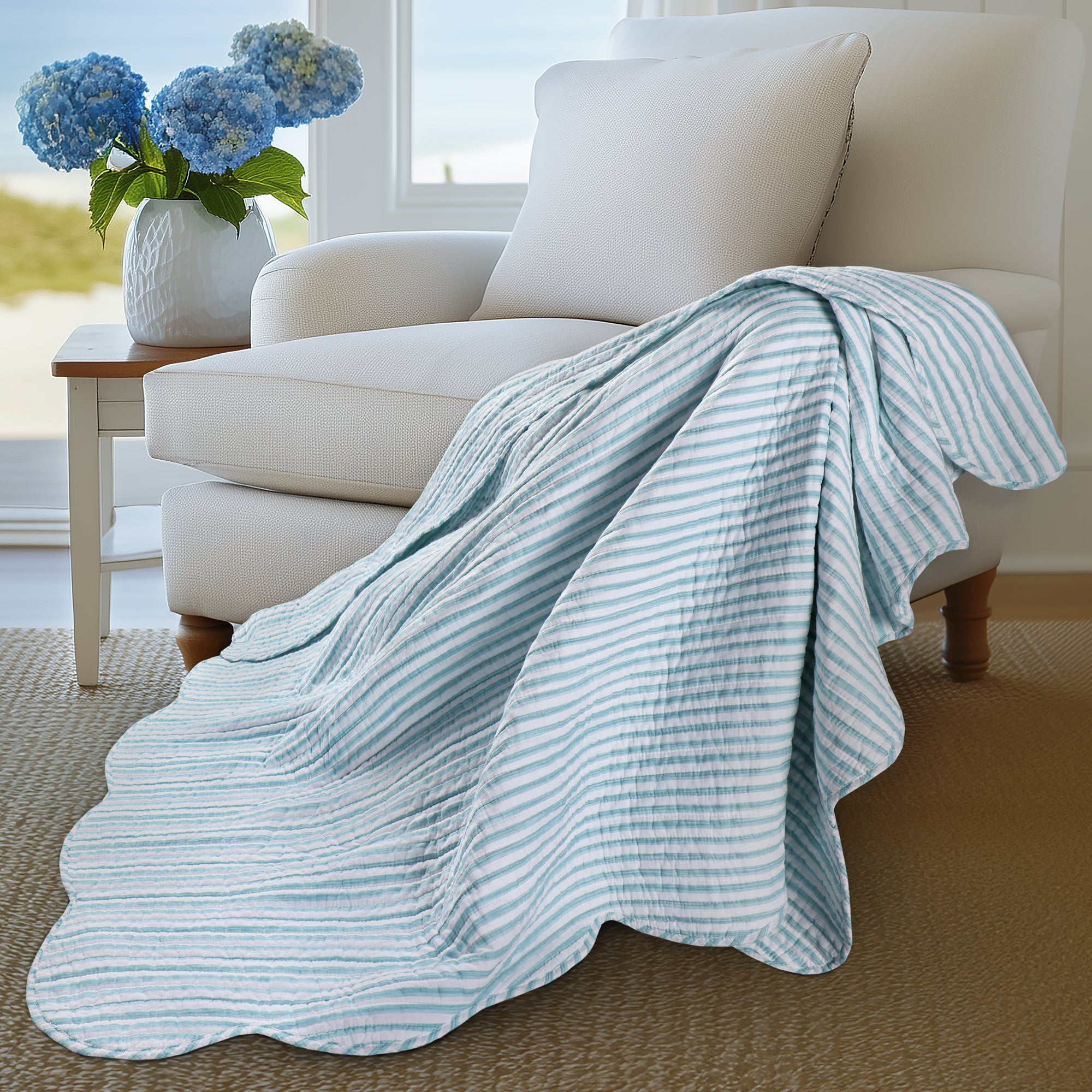 Martha Stripe Quilted Throw
