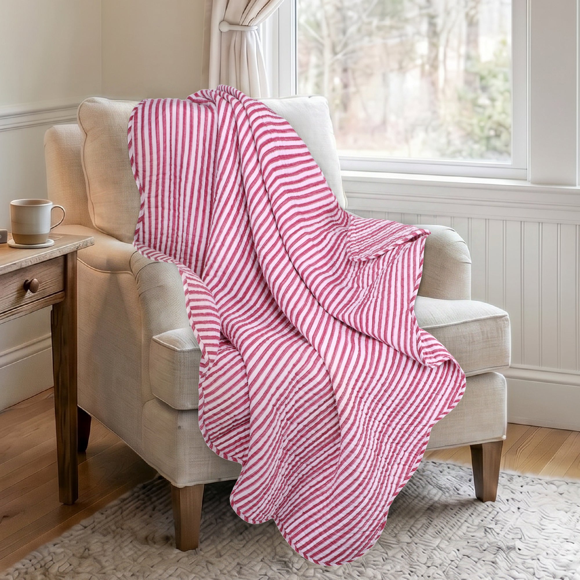 Martha Stripe Quilted Throw