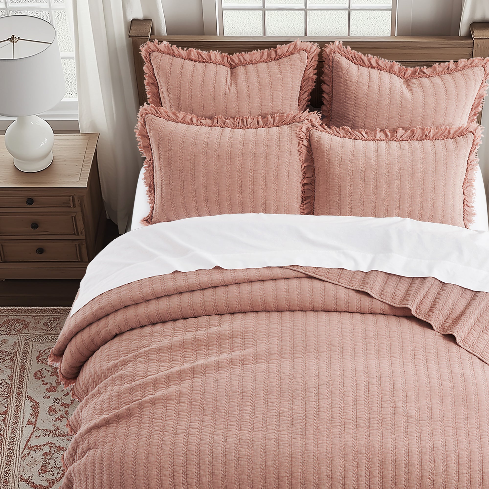 Levtex Home Wilhemina Dusty Rose Euro Sham Set of 2 Euro Shams