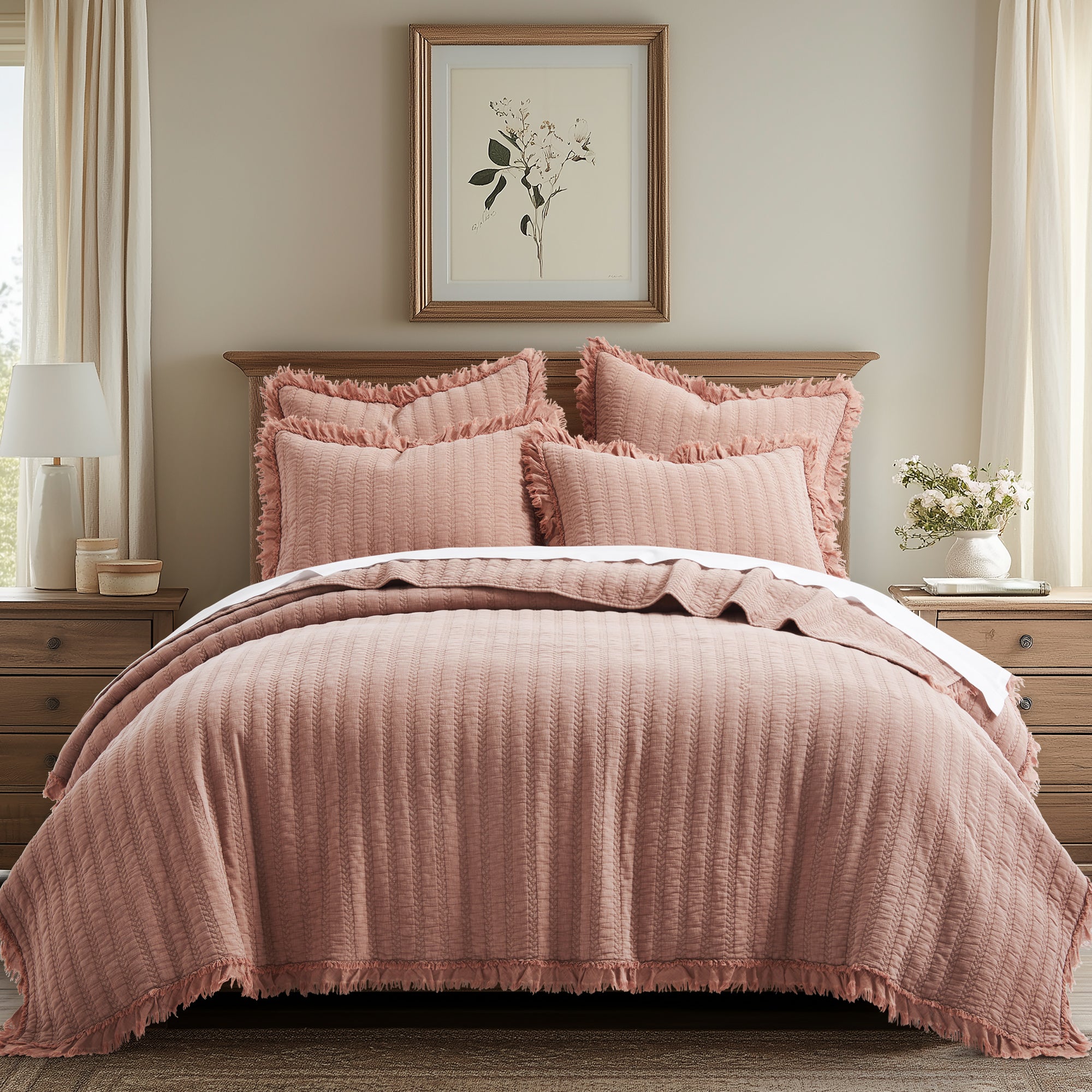 Levtex Home Wilhemina Dusty Rose Euro Sham Set of 2 Euro Shams