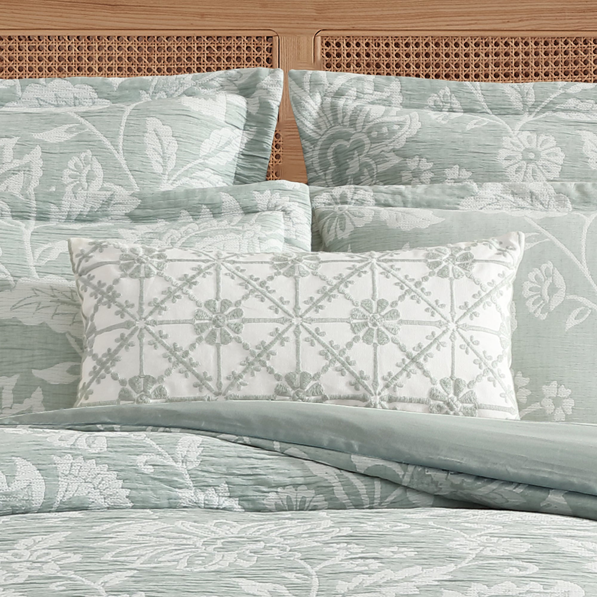 Sarrah Sage Emboidered Floral Pillow