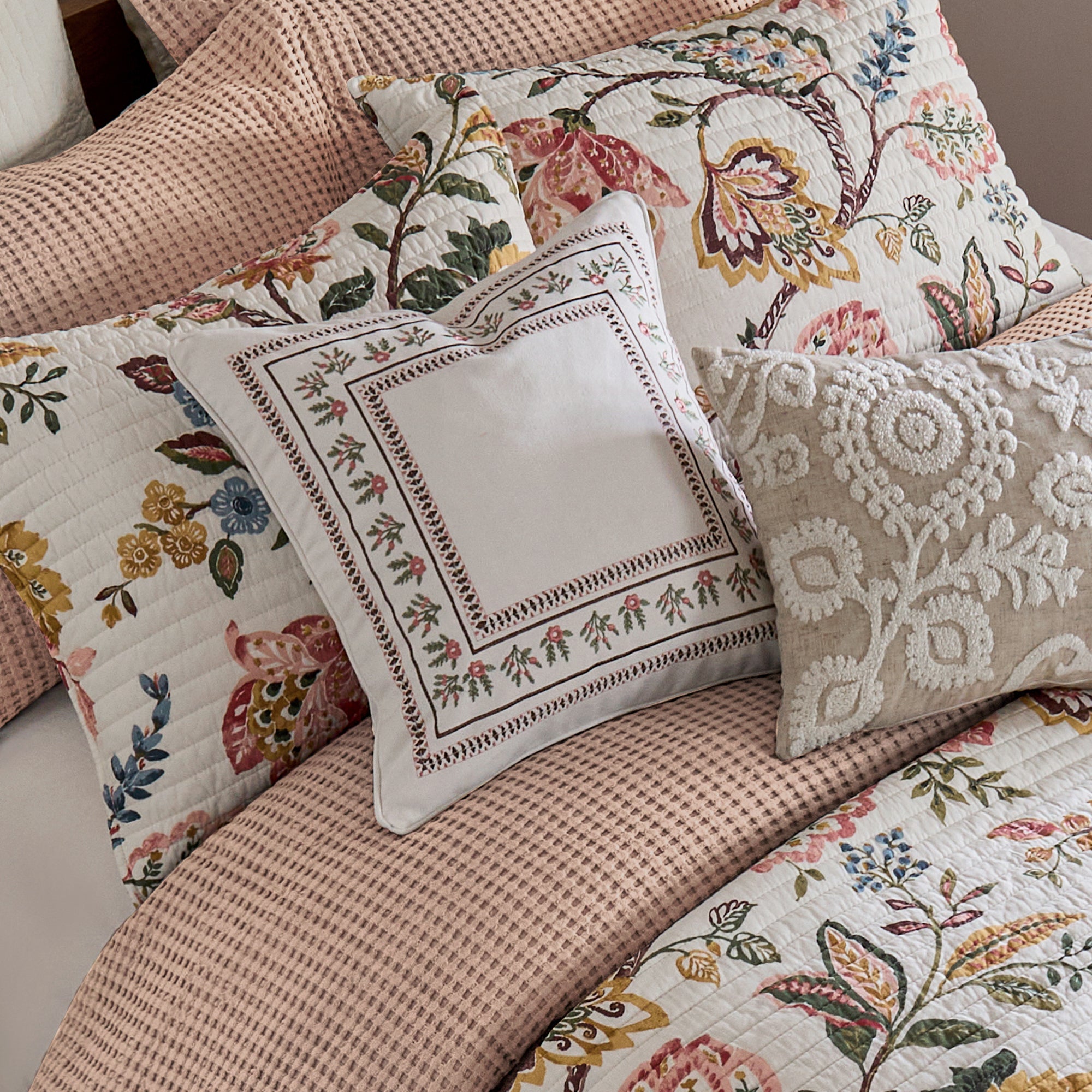 Maileen Dusty Rose Embroidered Pillow