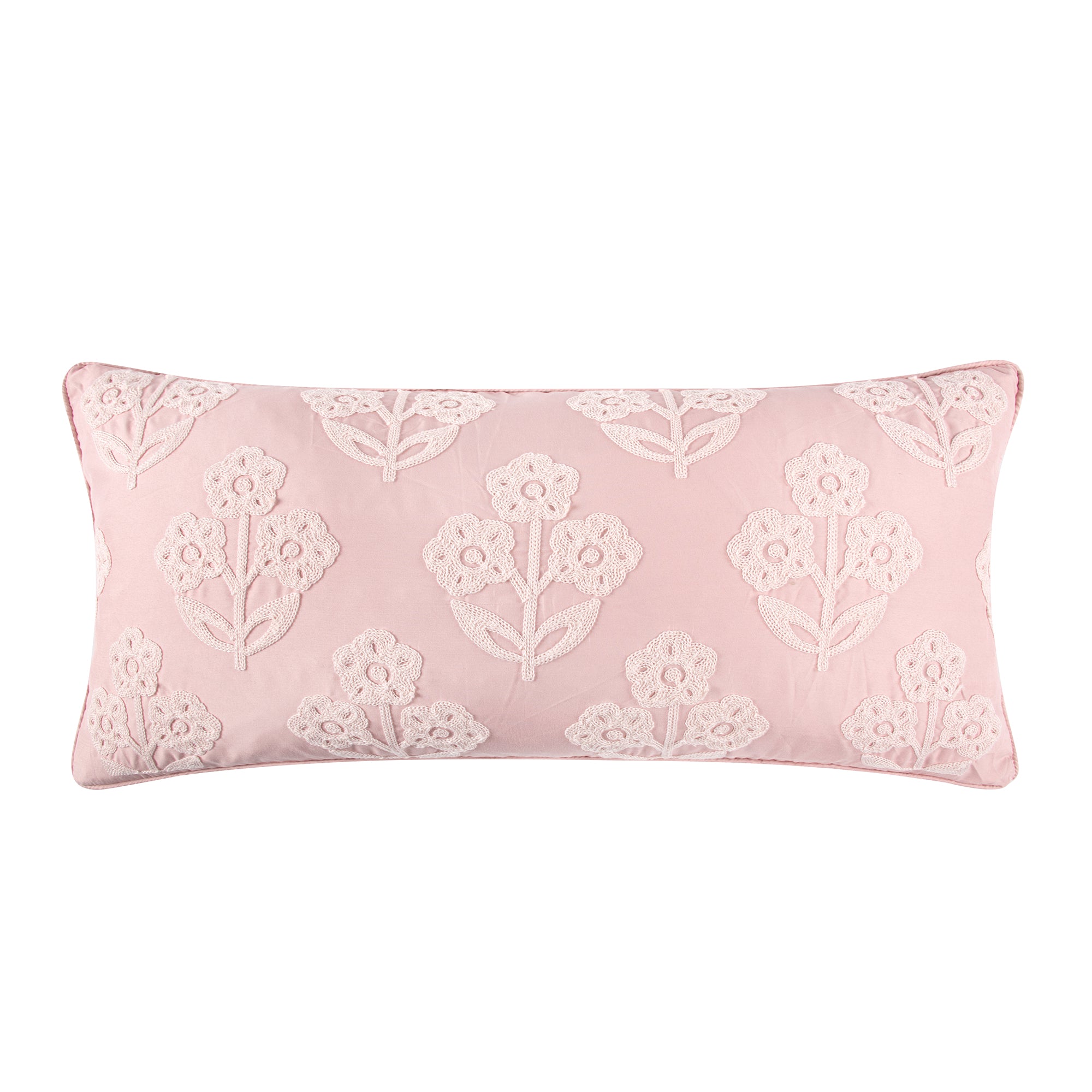Levtex Home Maileen Dusty Rose Crewel bouquets Pillow Decorative Pillows