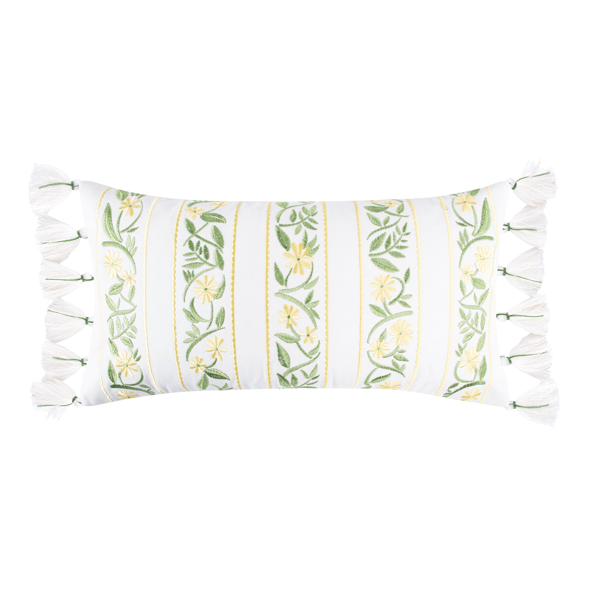 Daffodil Embroidered Floral Tassels Pillow
