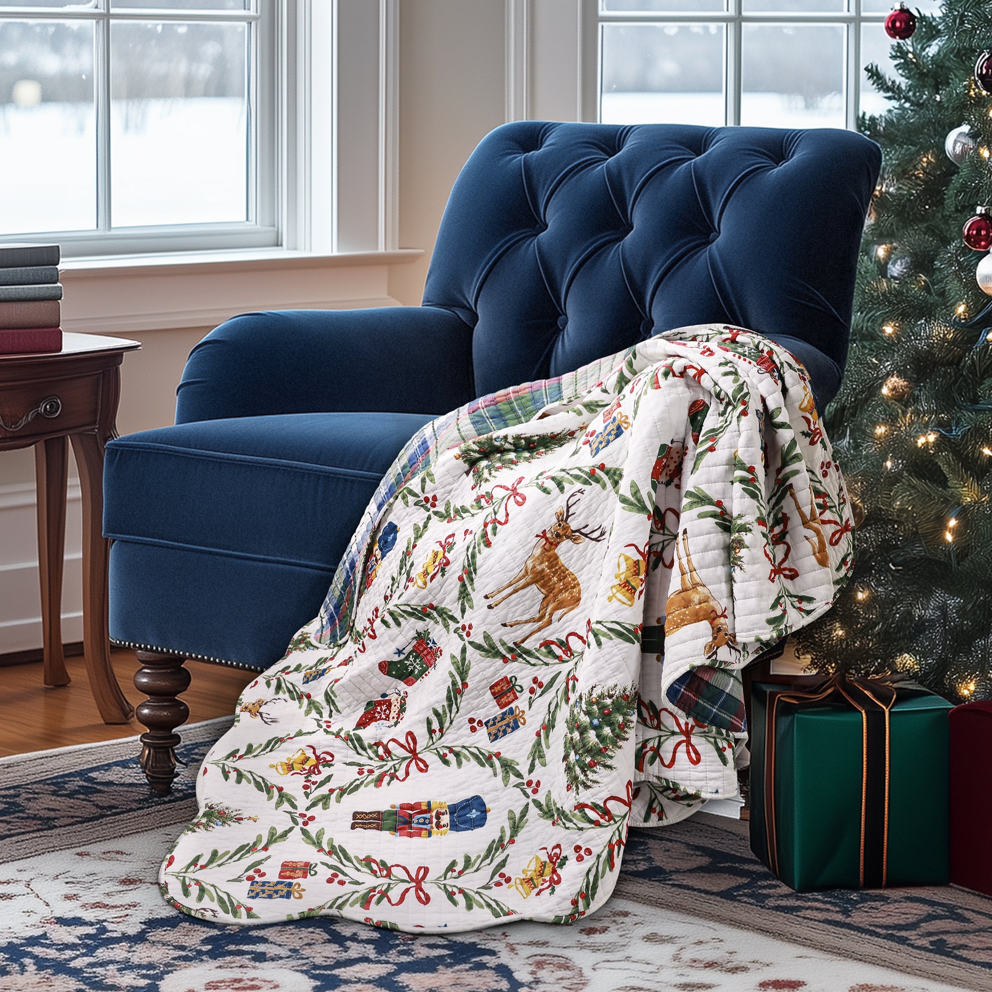 Festive Nutcrackers Quilted Throw