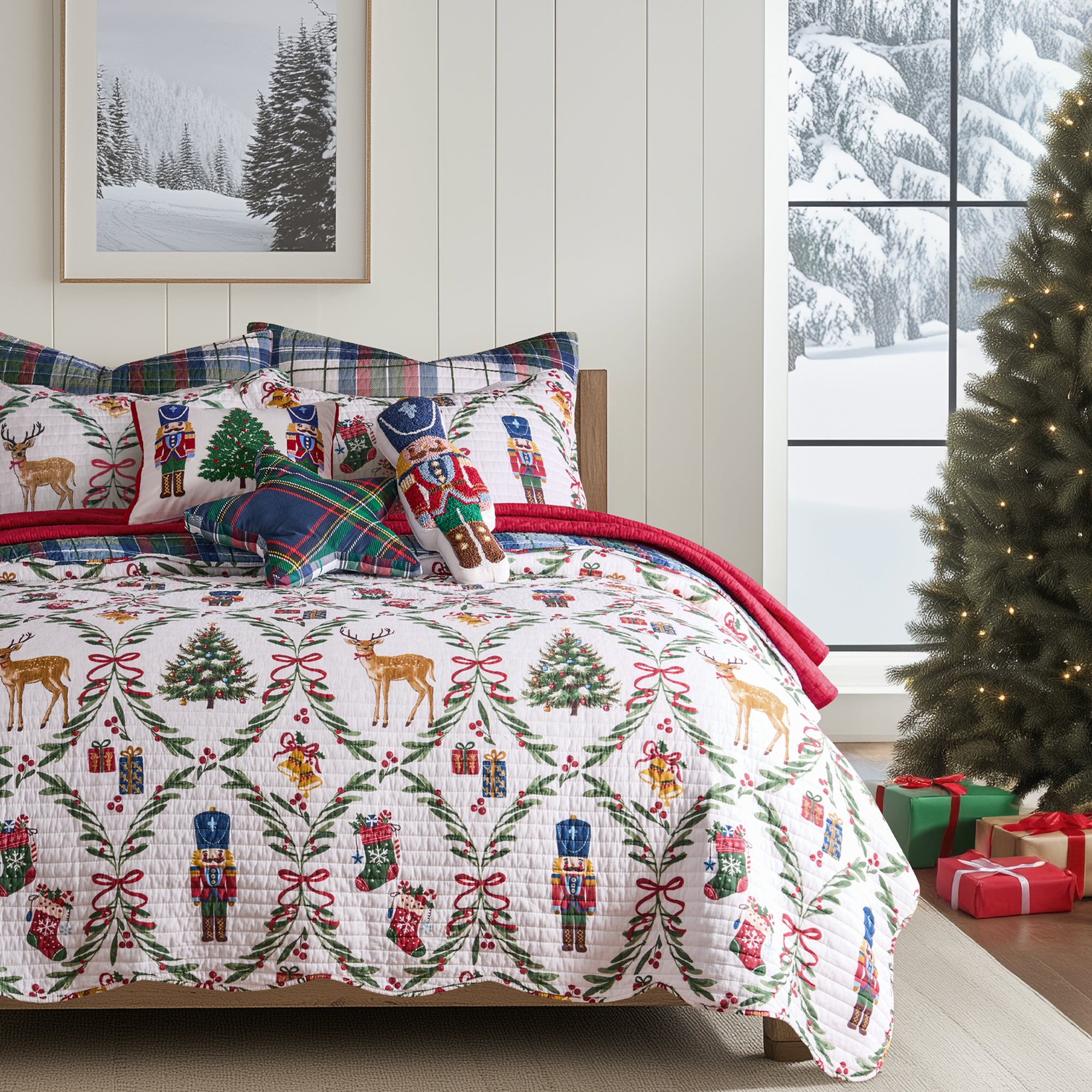 Festive Nutcrackers Euro Sham Set of 2