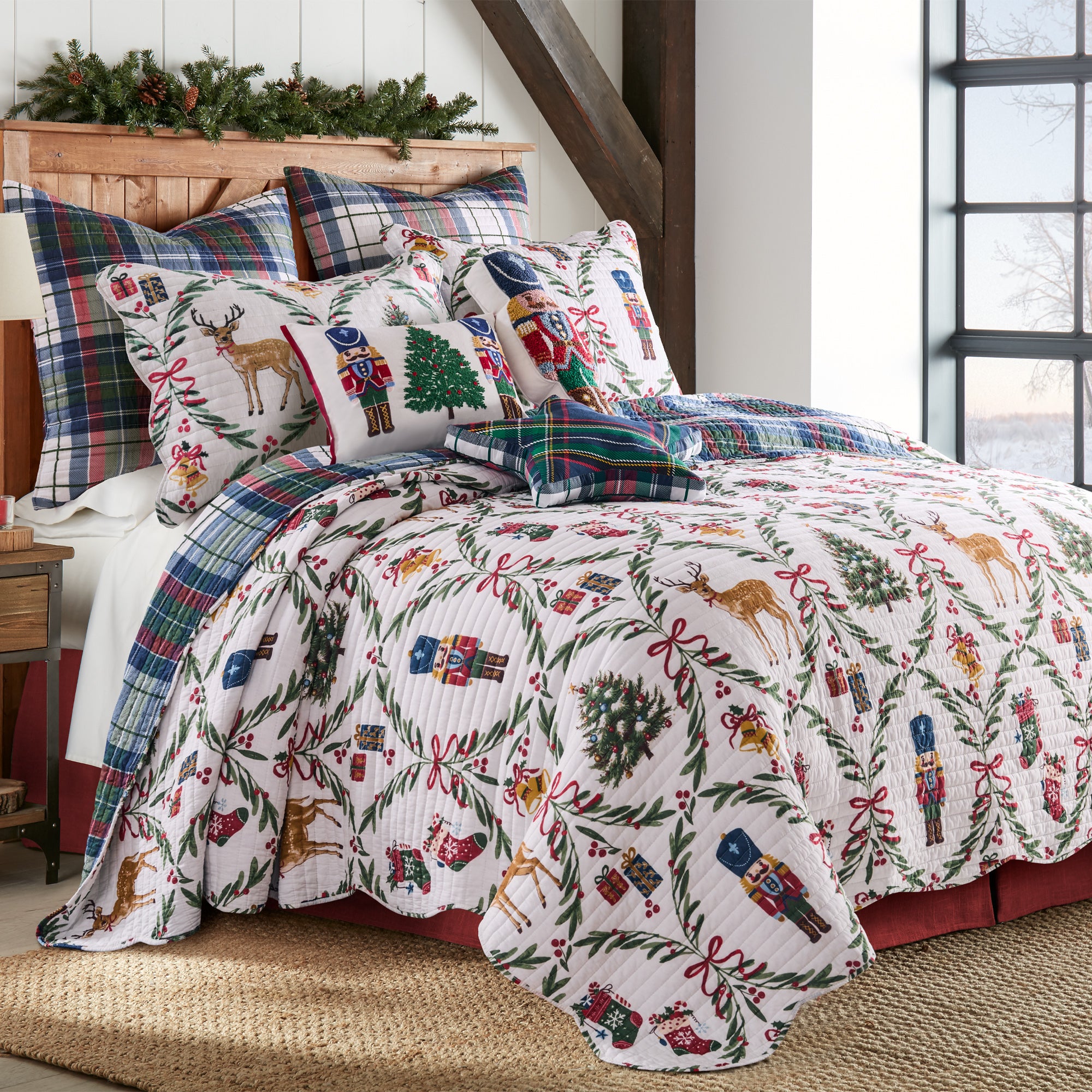 Festive Nutcrackers Euro Sham Set of 2