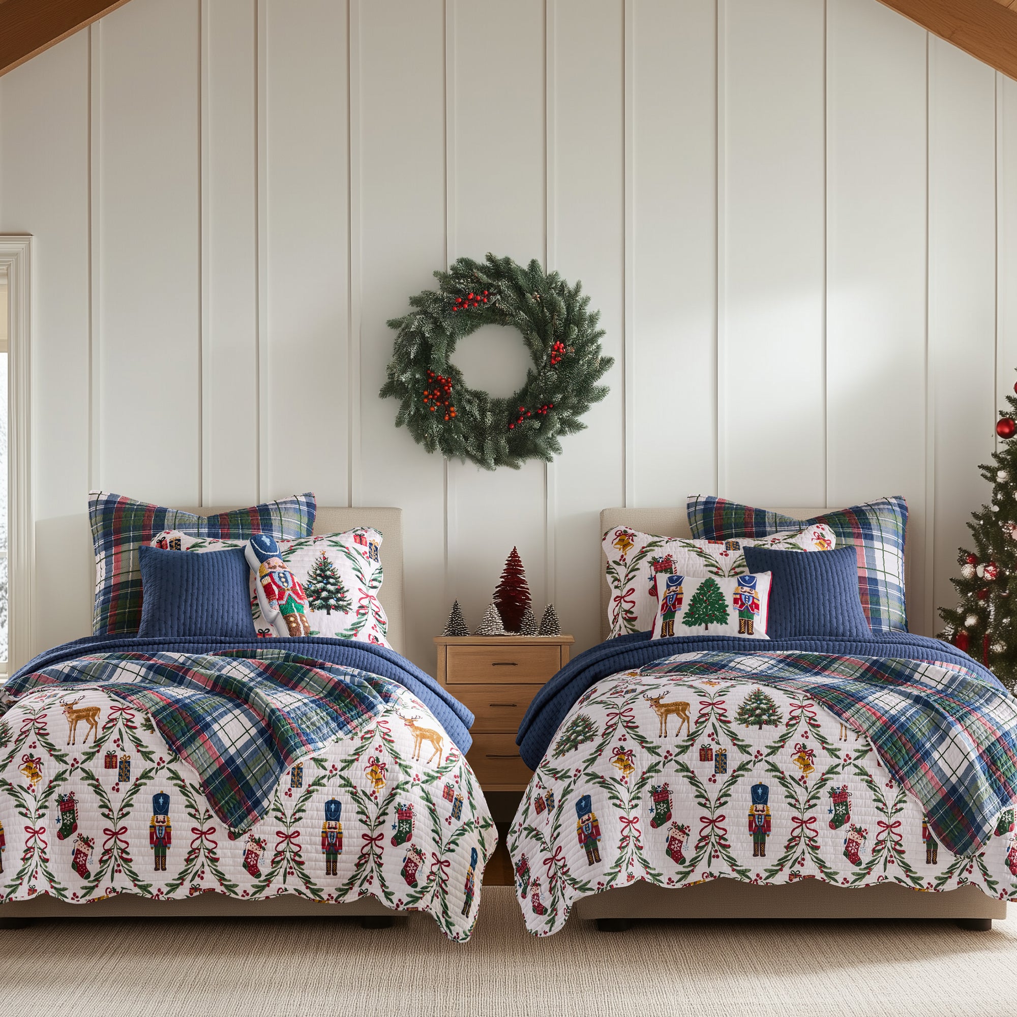 Festive Nutcrackers Euro Sham Set of 2