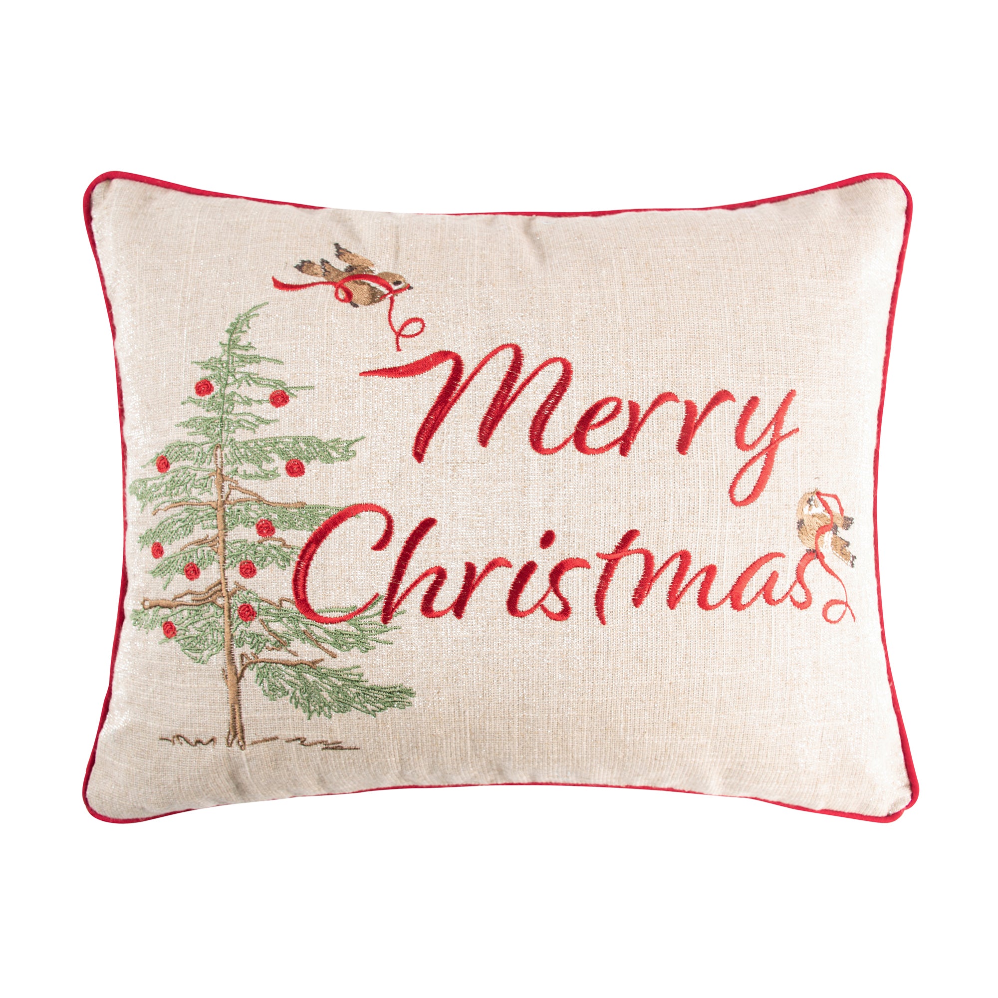 Tinsel Tidings Birds & Trees Pillow