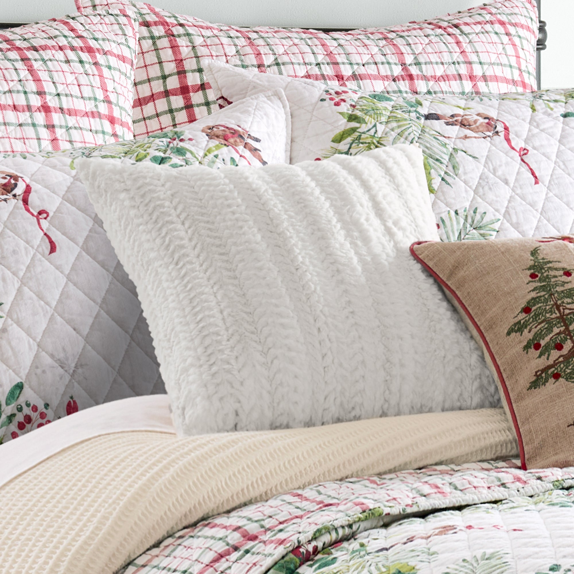 Tinsel Tidings Fur Cable Stripes Pillow