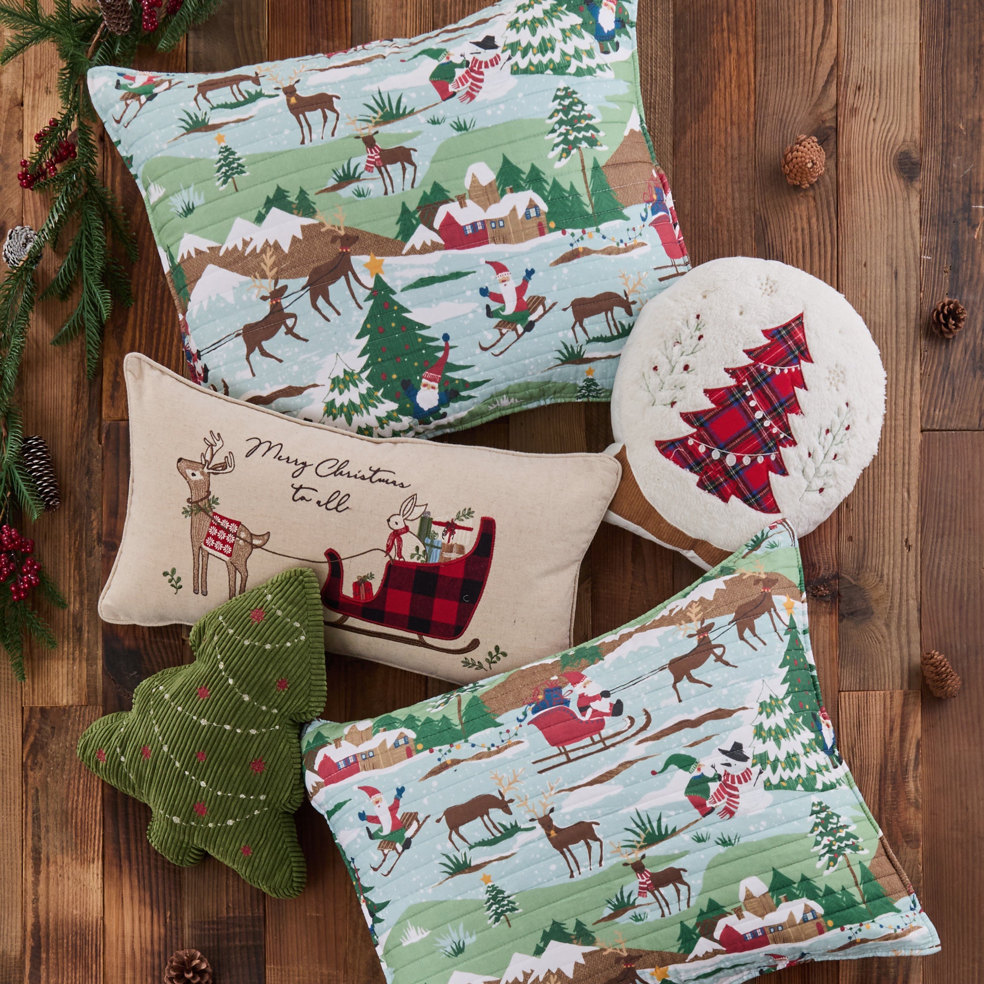 Merry Mountains Snow Globe Pillow