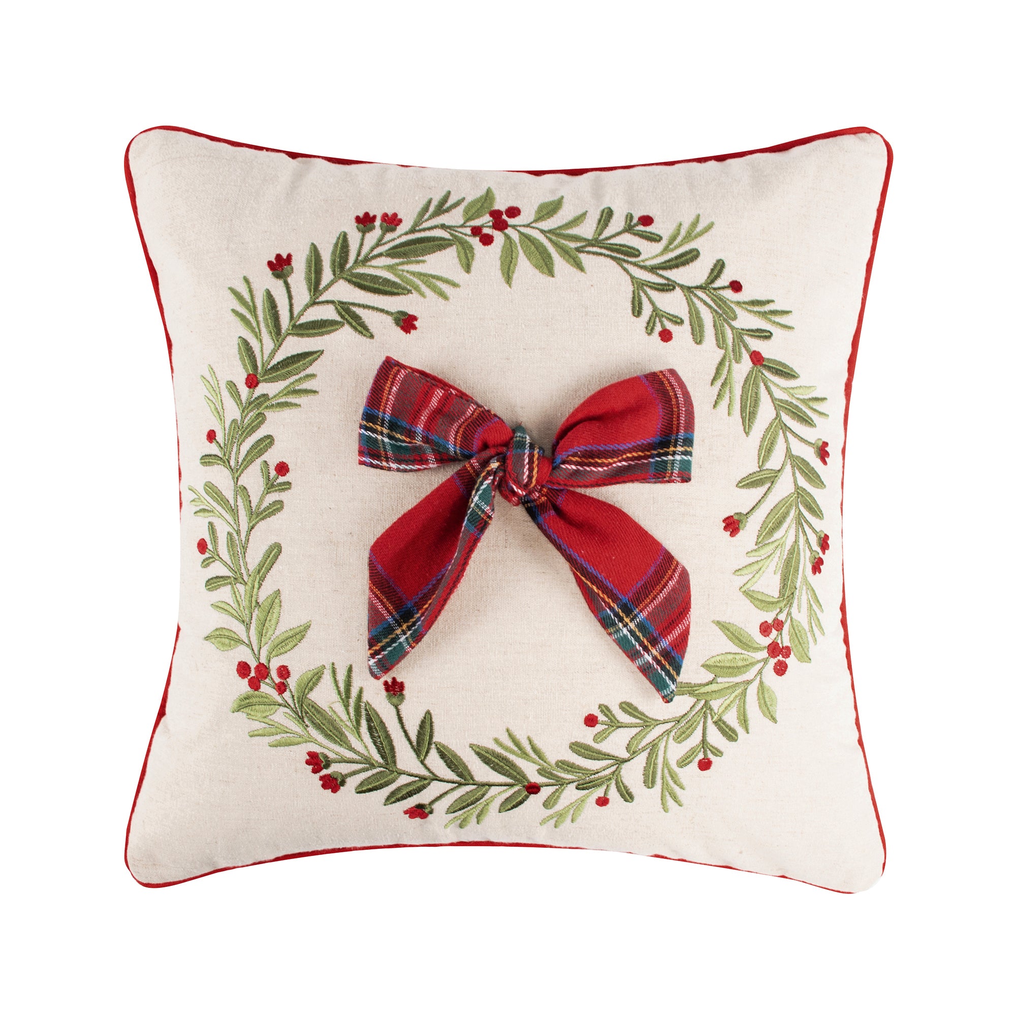 Merry Tartan Bow Pillow