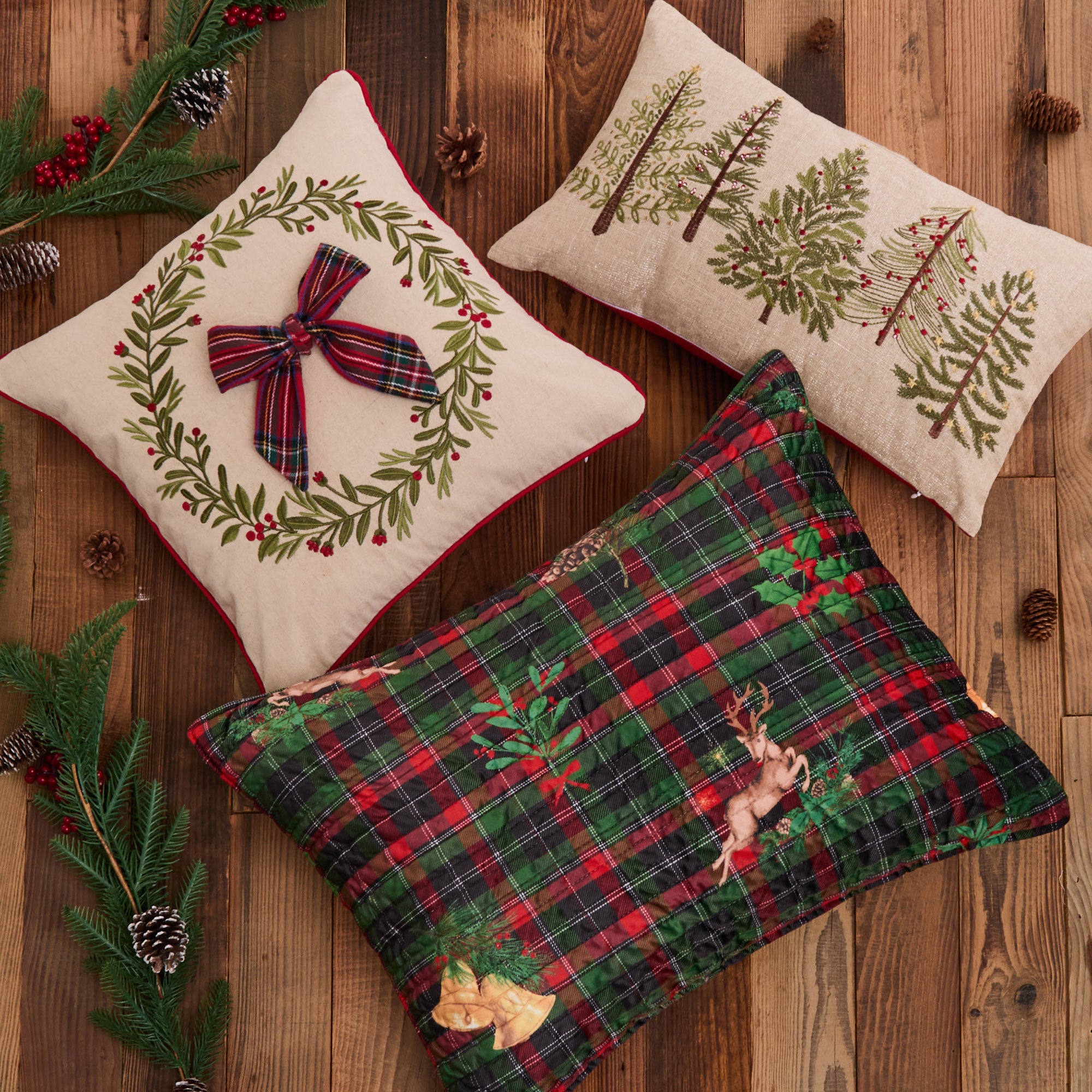 Merry Tartan Trees Pillow