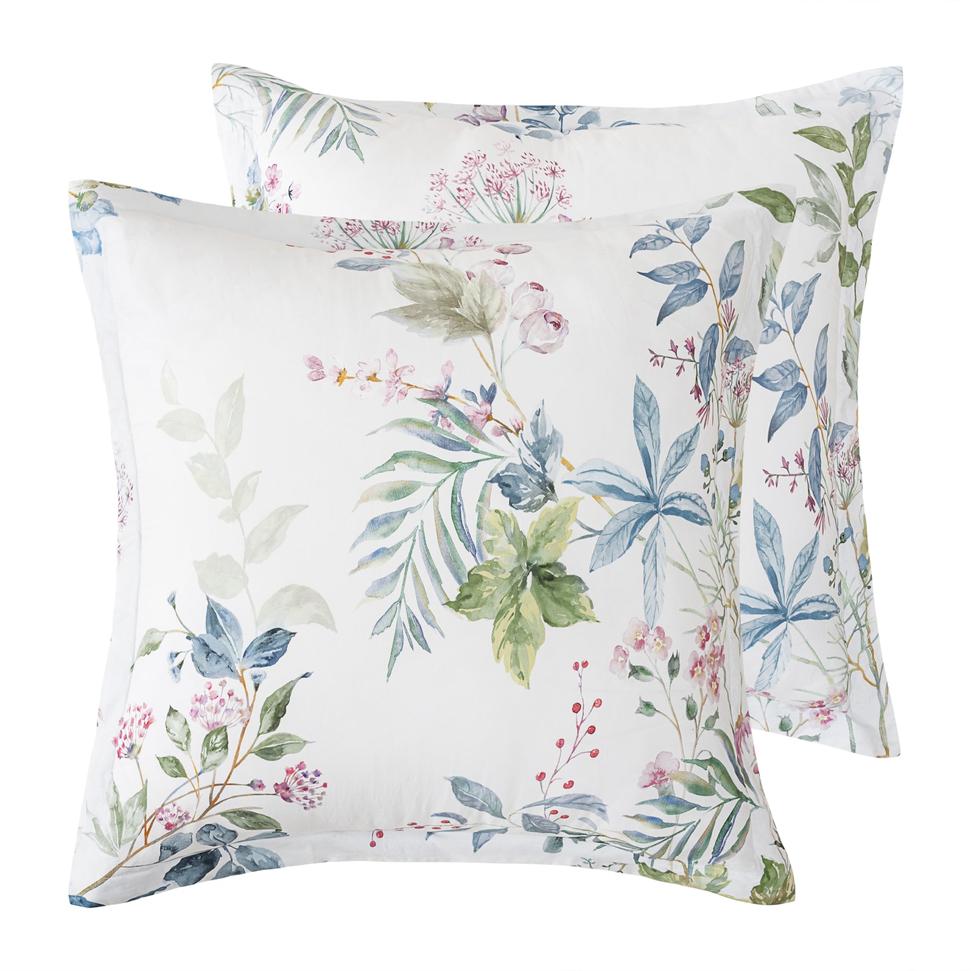 Seraphine Blooms Euro Sham Set of 2 featuring elegant floral design on soft cotton sateen.