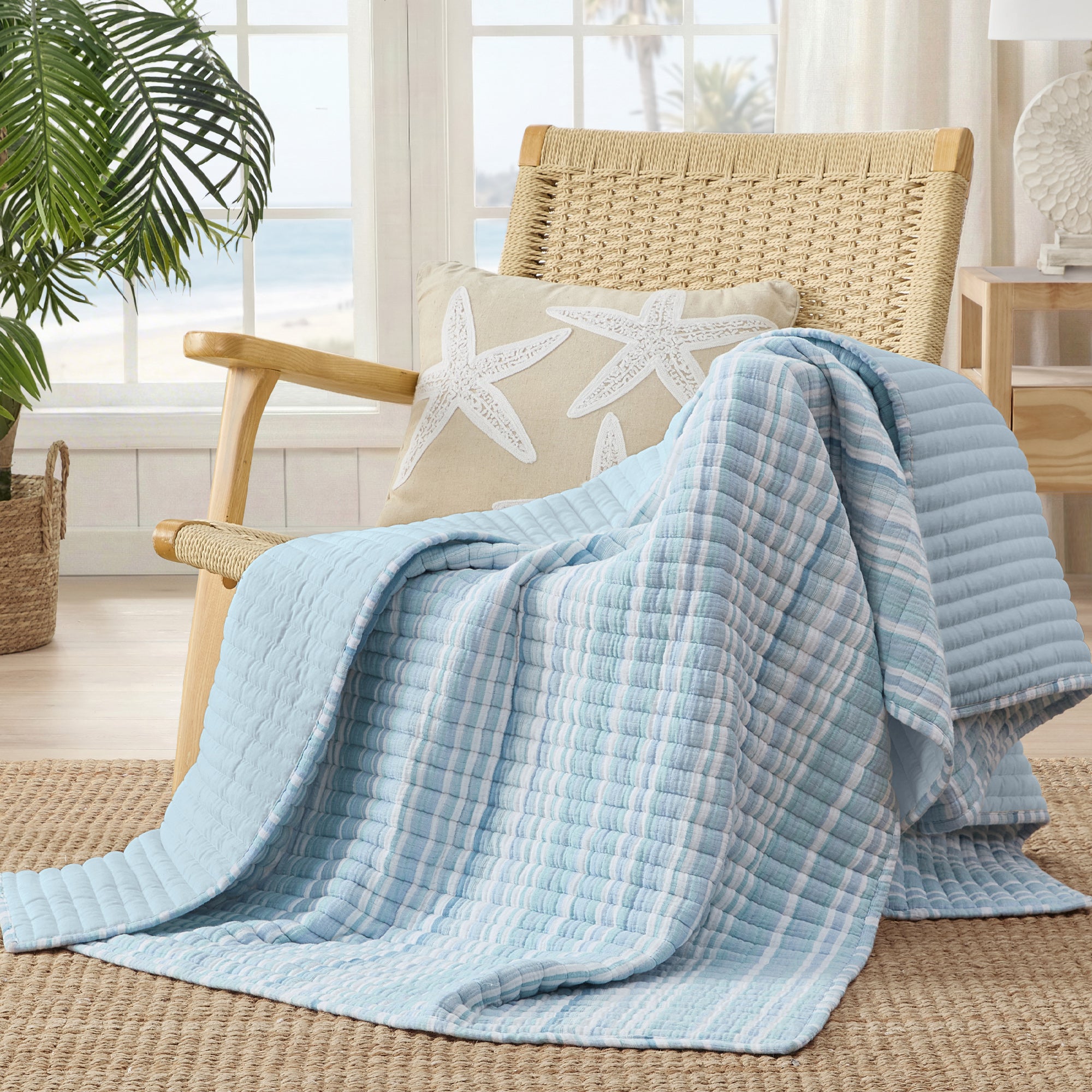 Boracay Stripe Muslin Quilted Throw