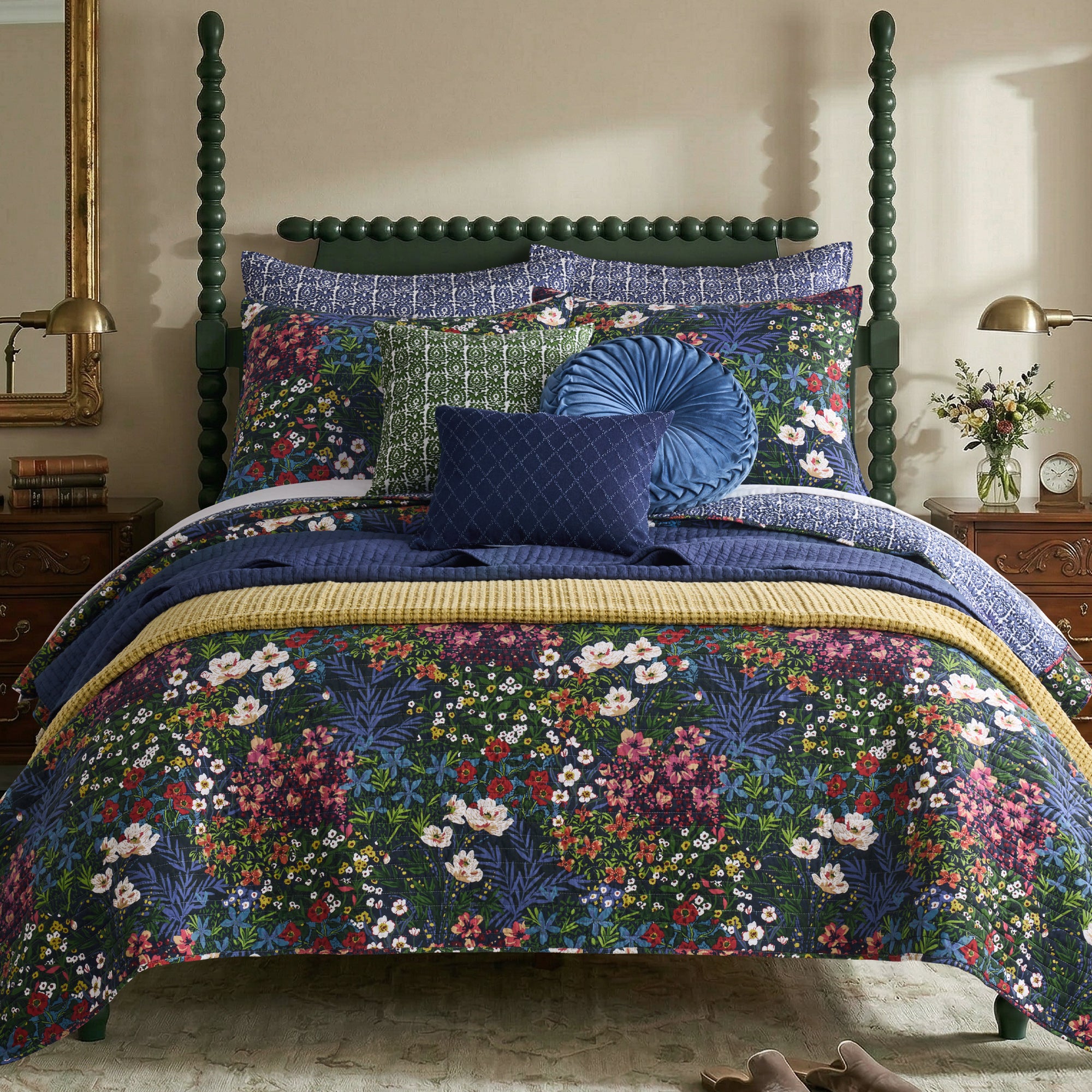 Heritage Bloom Printed Cotton Canvas Pillow
