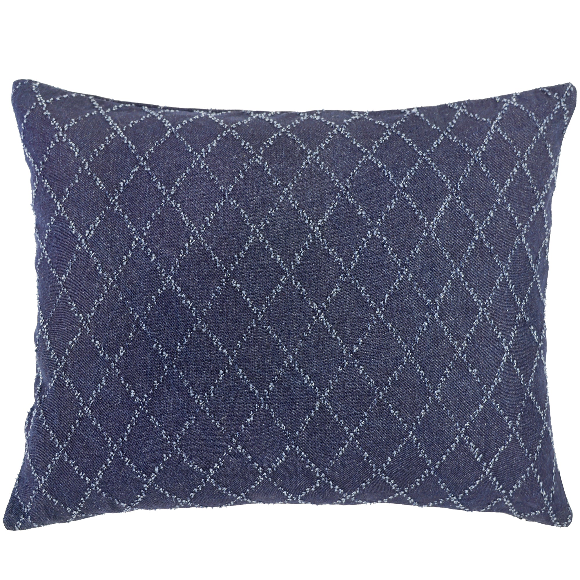 Heritage Bloom Frayed Diamond Denim Pillow