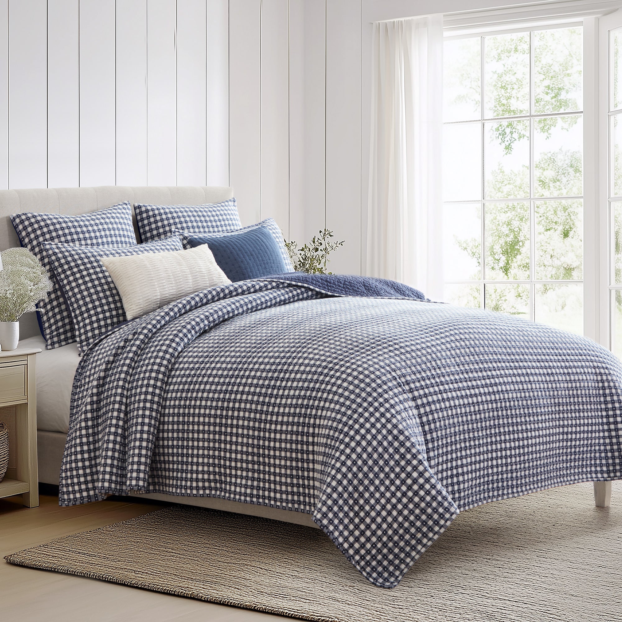 Camden Gingham Stitch Quilt Set