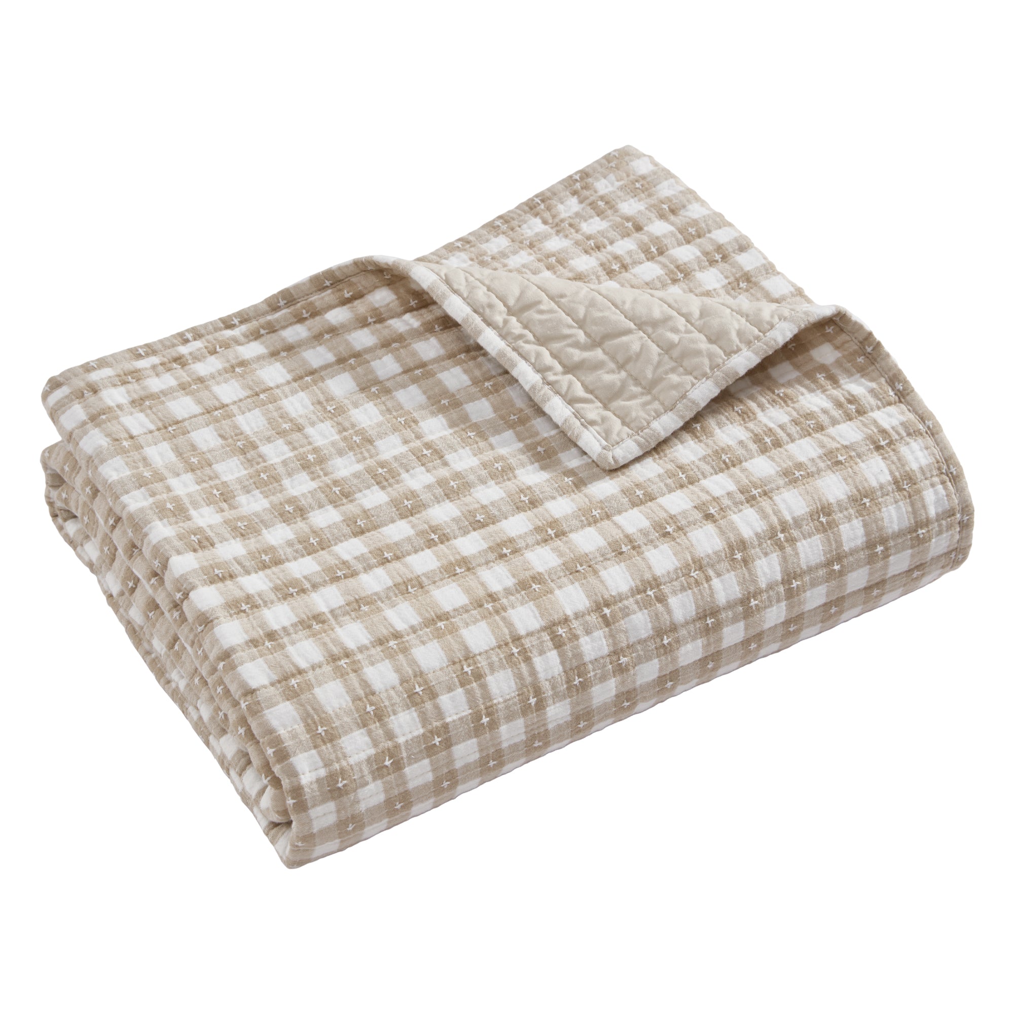 Camden Gingham Stitch Quilted Throw